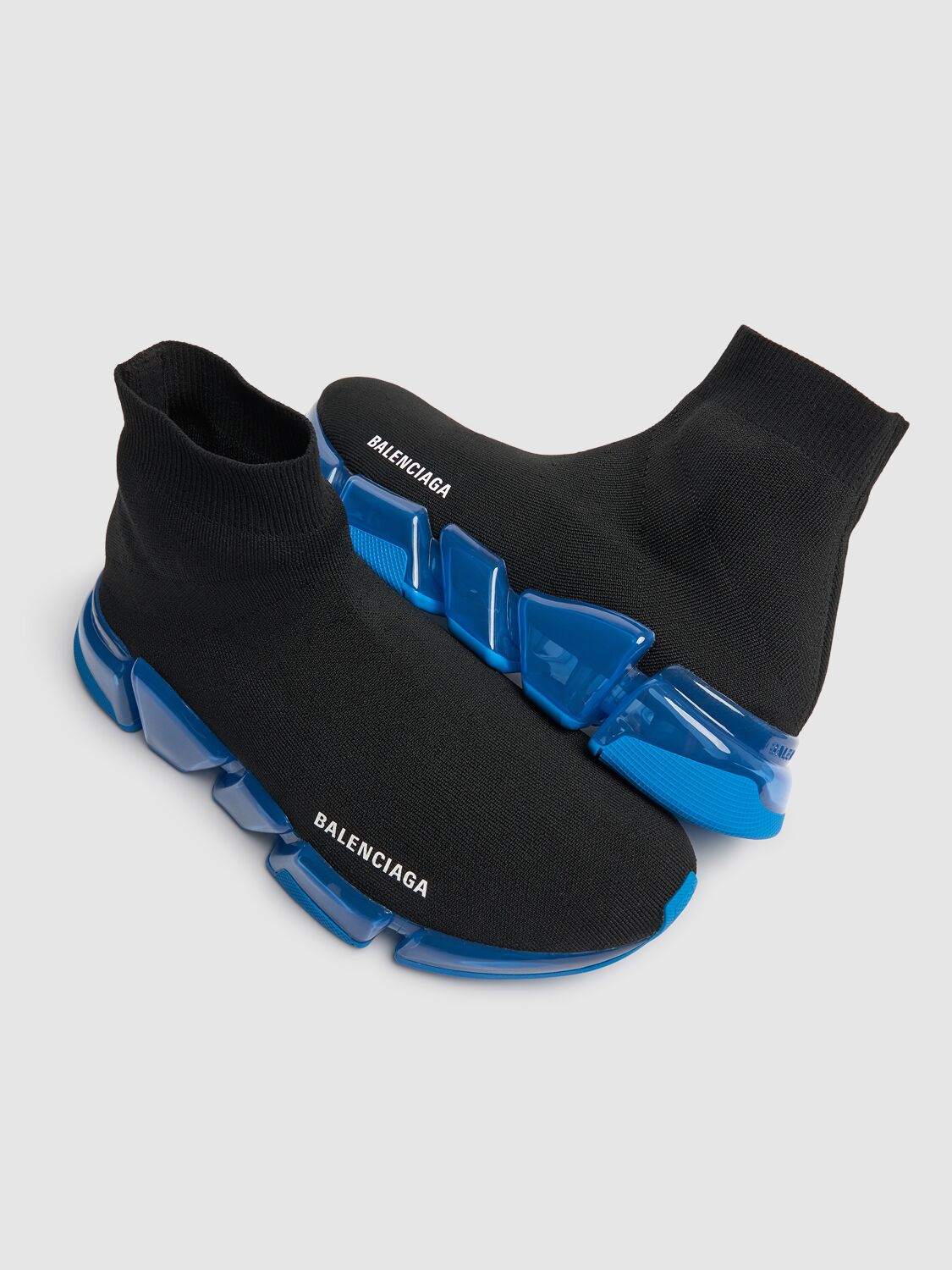 Shop Balenciaga Speed 2.0 Tech Sneakers In Black/blue