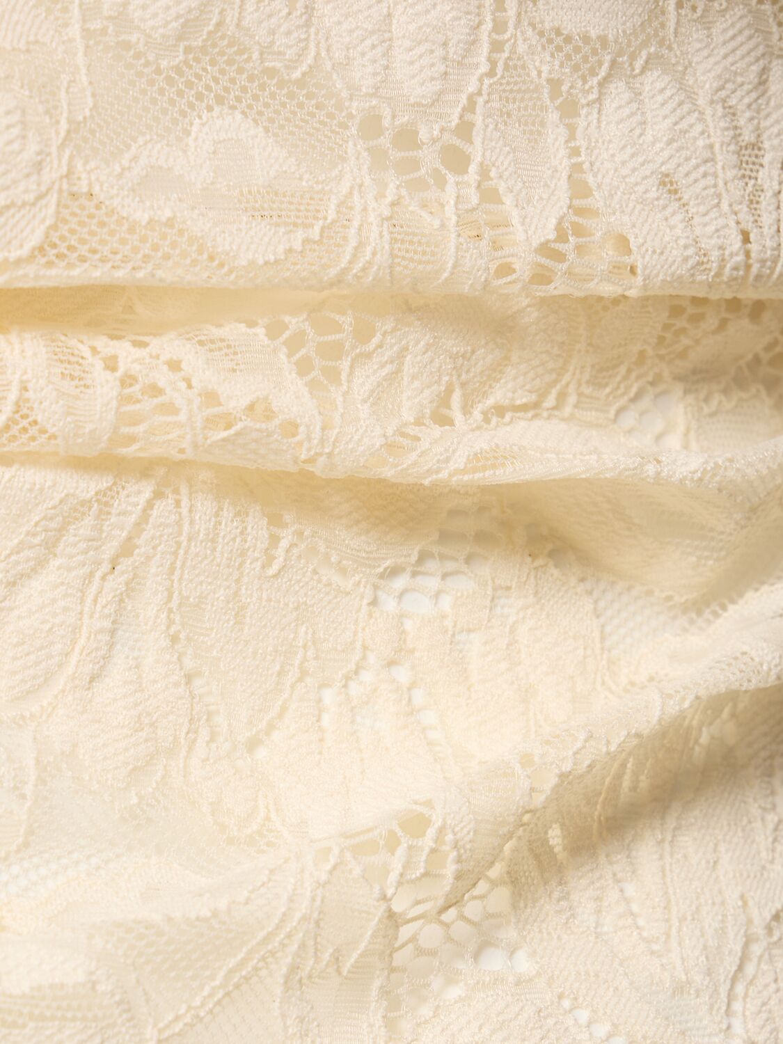 Rabanne Off-white Stretch Lace Short Sleeve Top In Ivory