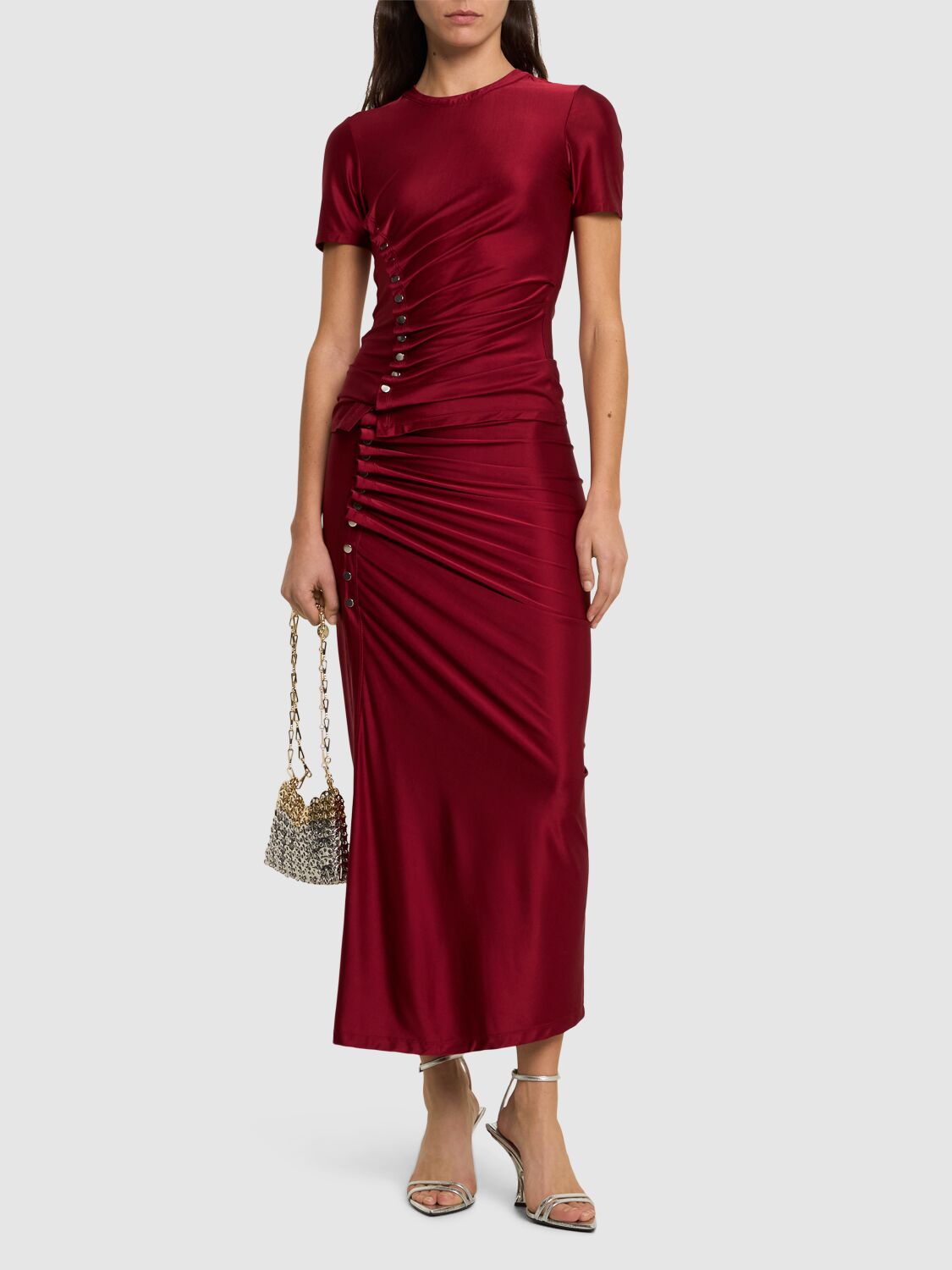 RABANNE DRAPED VISCOSE BLEND JERSEY TOP 