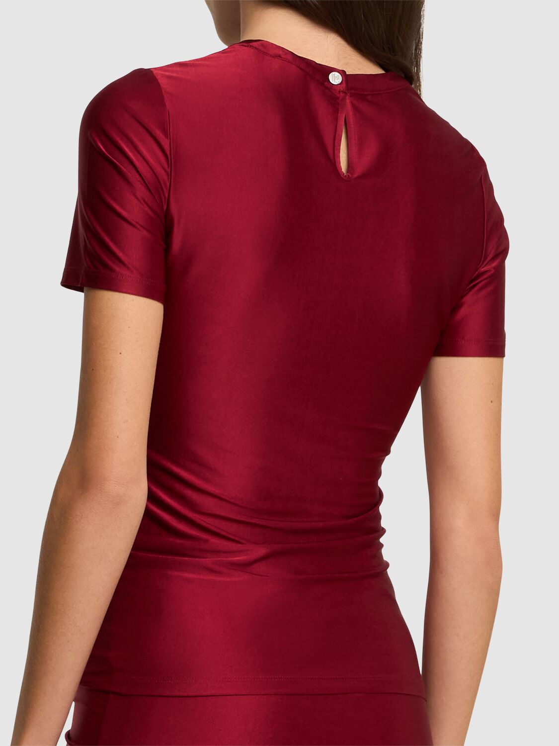 RABANNE DRAPED VISCOSE BLEND JERSEY TOP 