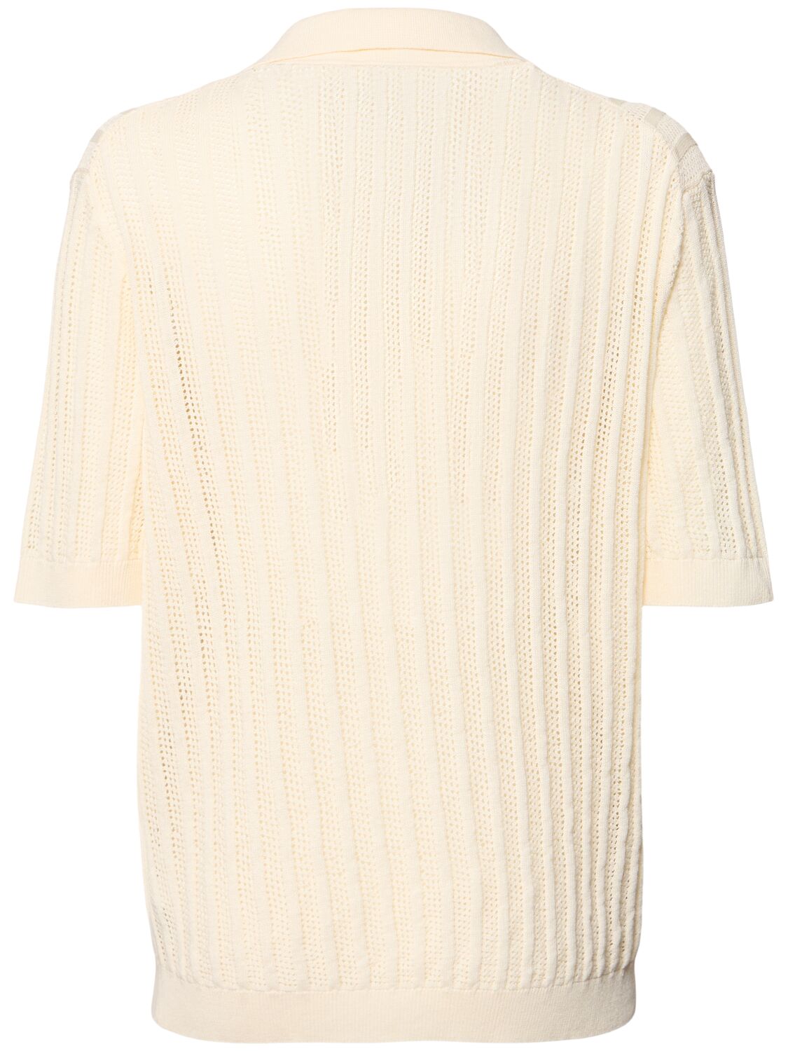 Aspesi Cotton & Linen Blend Polo Top In Ivory