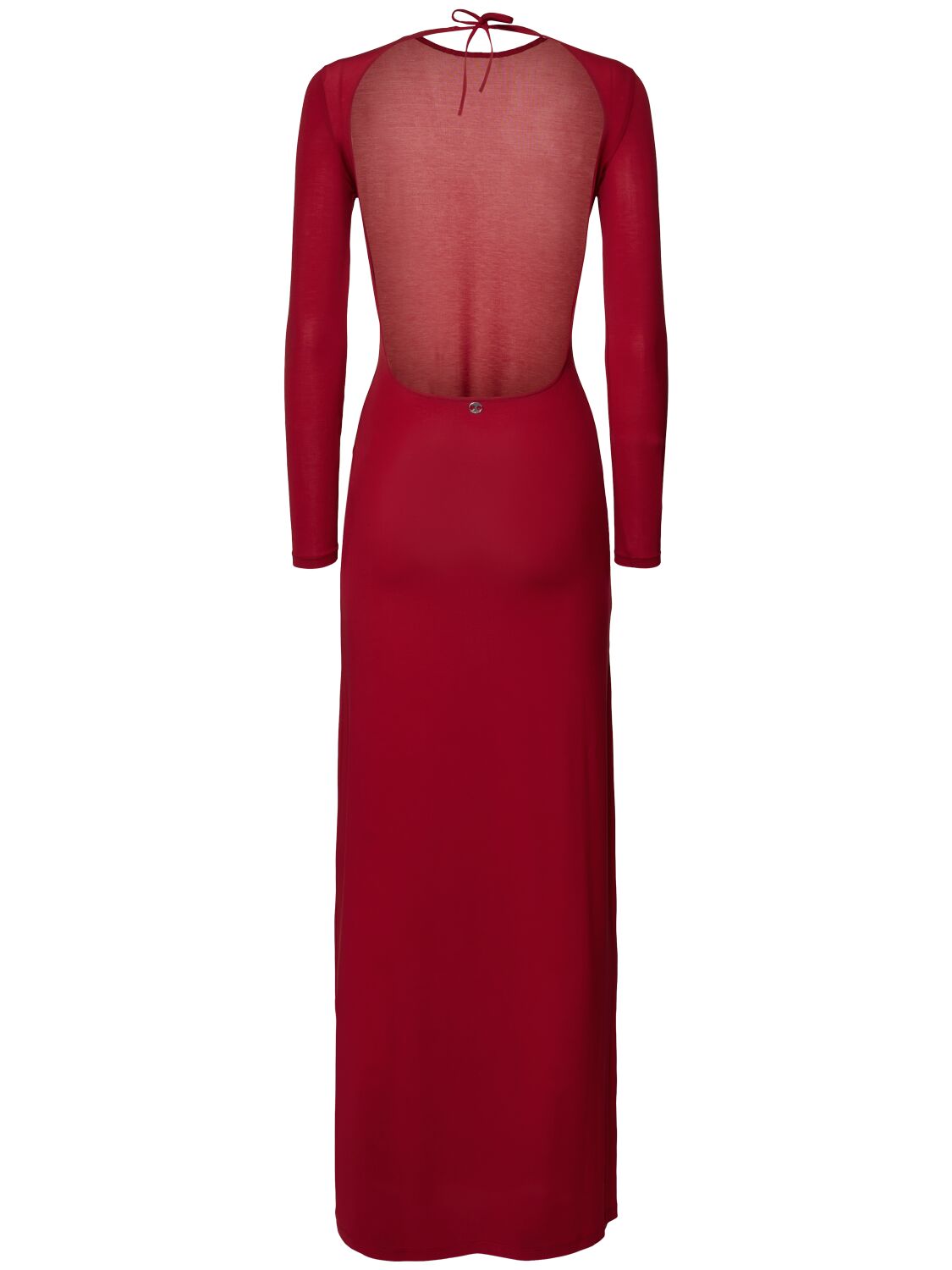 Shop Rabanne Second Skin Long Dress In Burgundy