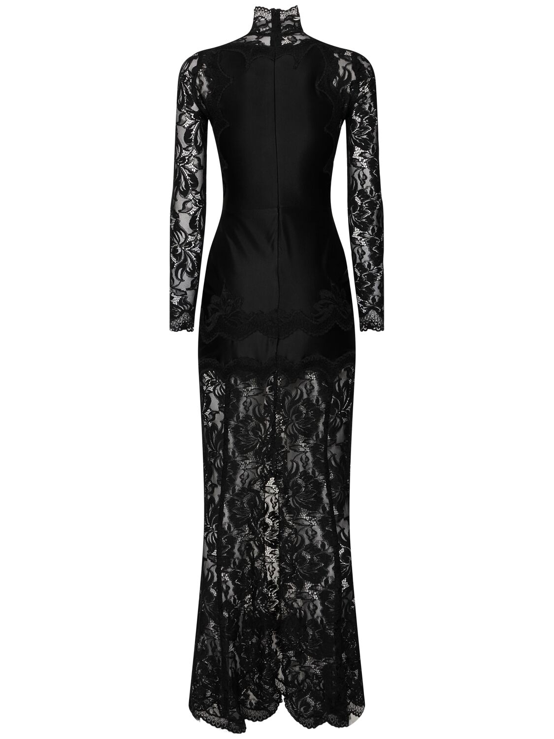 Rabanne Fitted Lace Dress With High Collar In Black