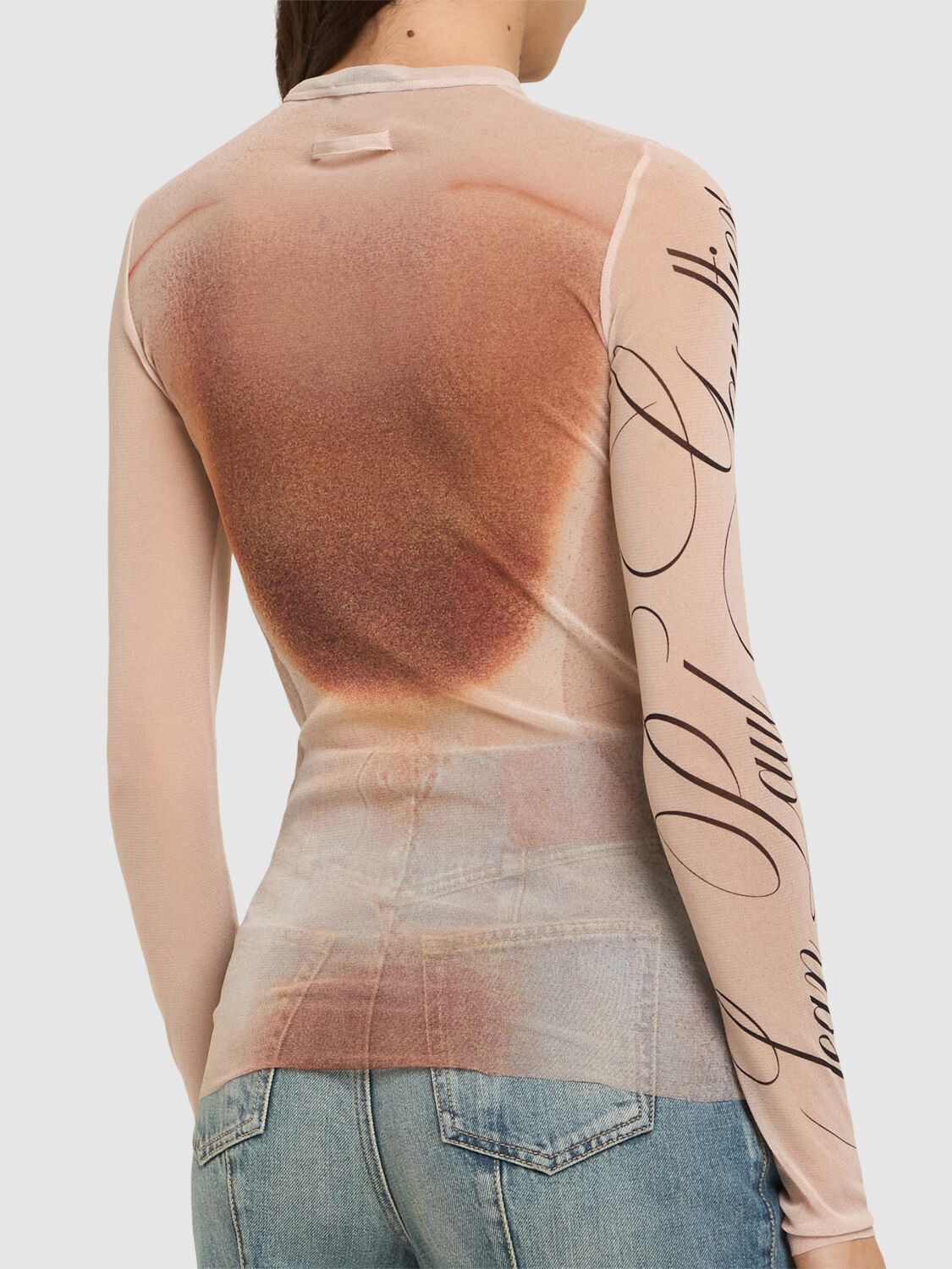 JEAN PAUL GAULTIER LE CLASSIQUE PRINTED MESH TOP 