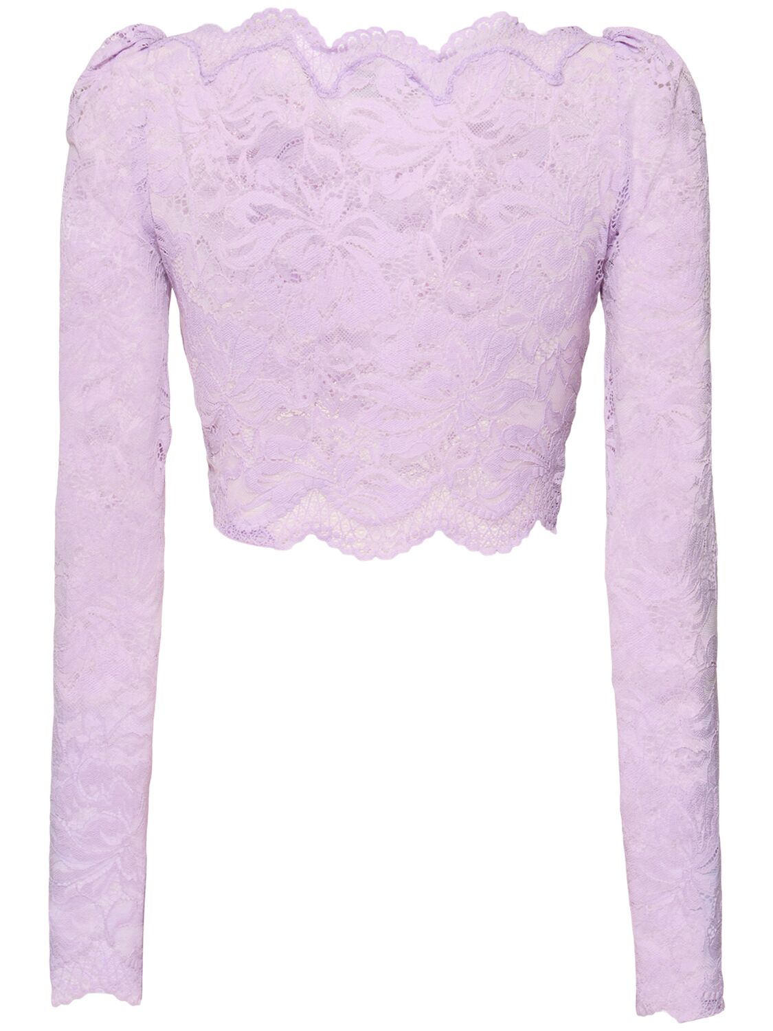 Rabanne Lavender Lace-effect Top With Boat Neckline In Lilac