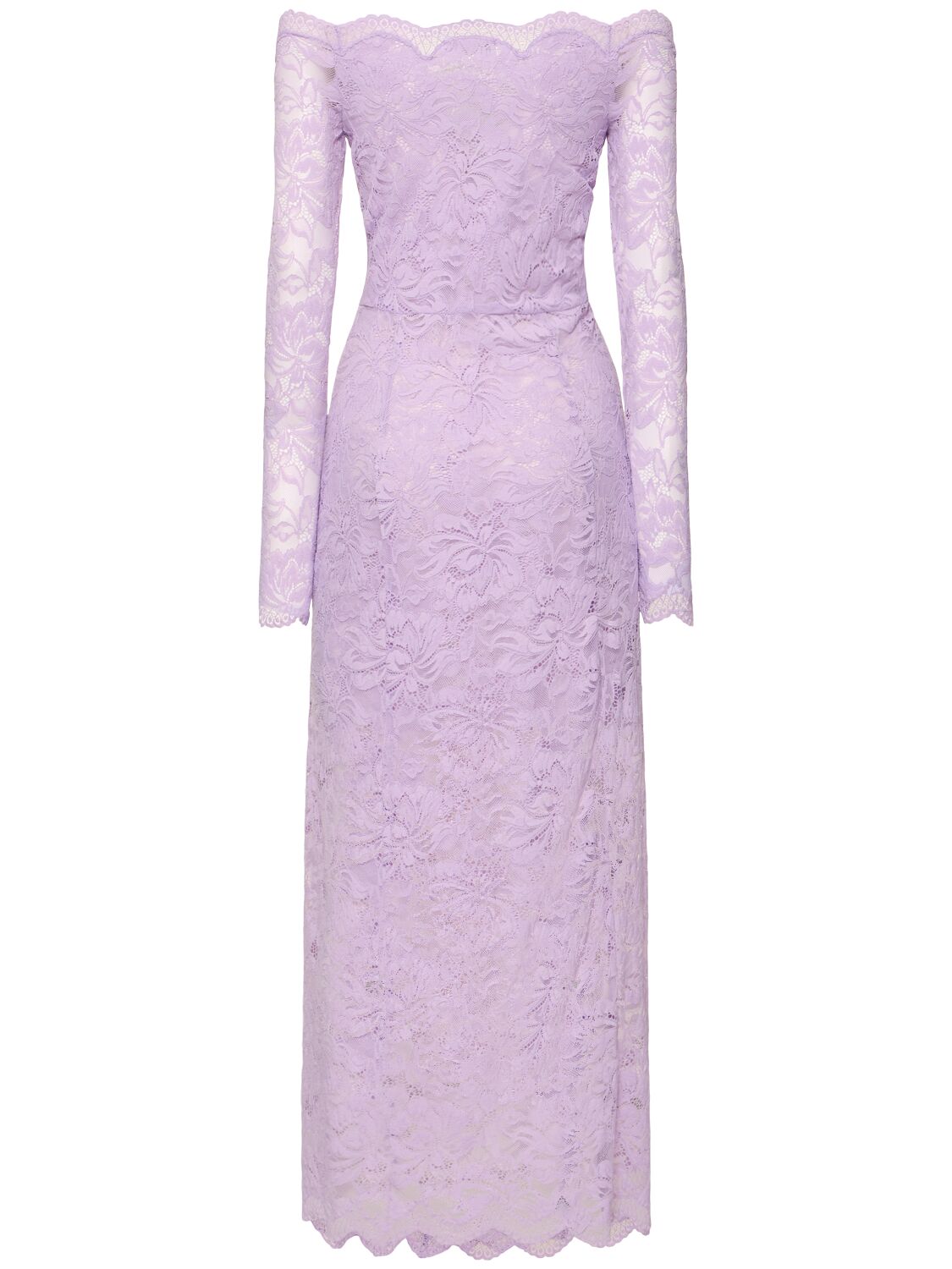 Rabanne Womens French Lavander Off-shoulder Long-sleeves Lace Midi Dress In Lilac