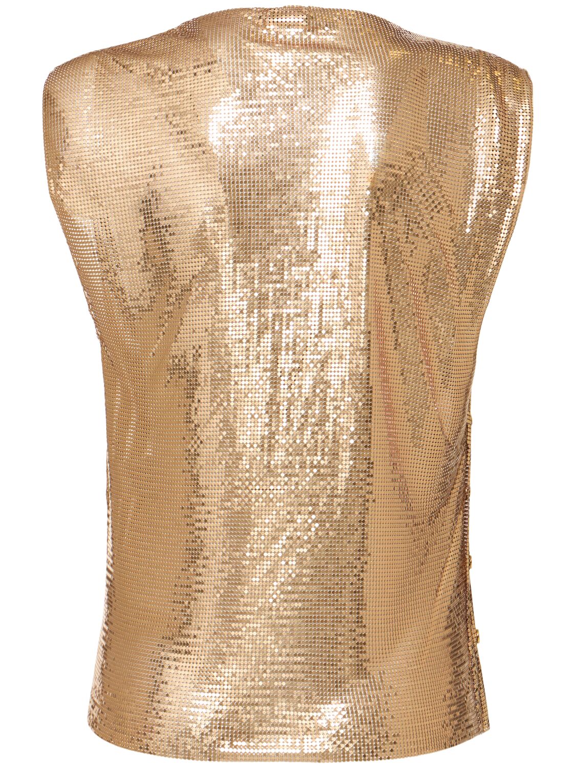 Rabanne Draped Mesh Top In Gold