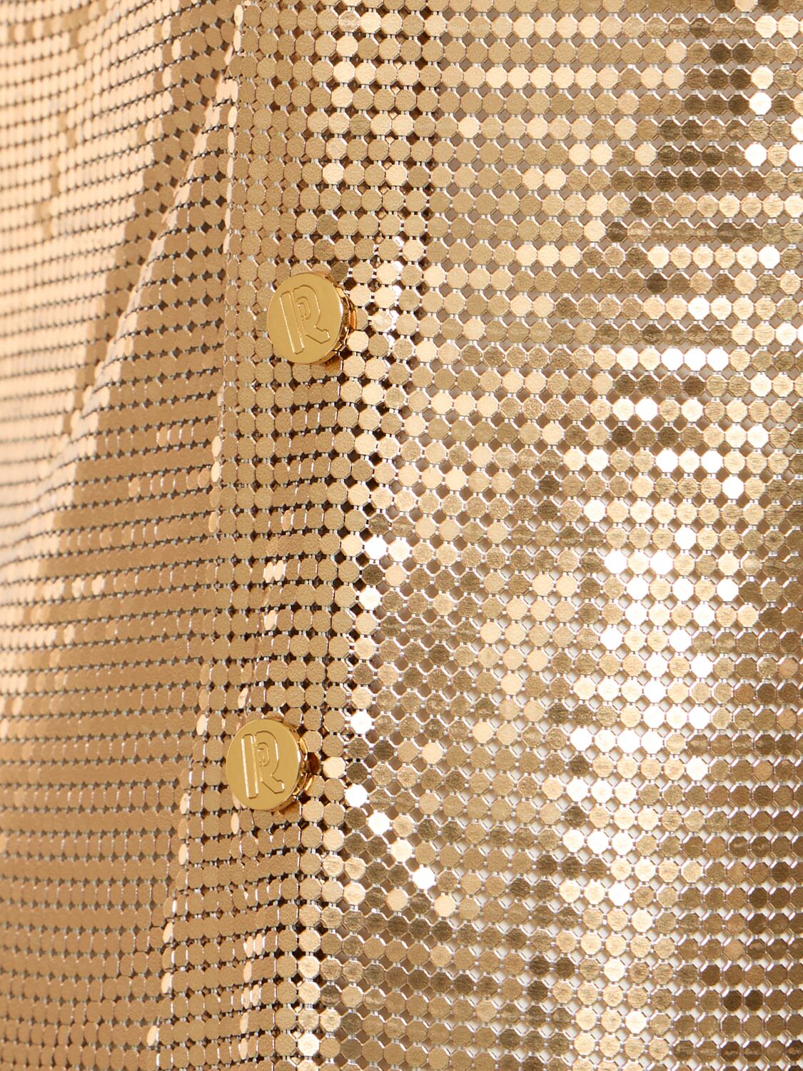 Rabanne Draped Mesh Top In Gold