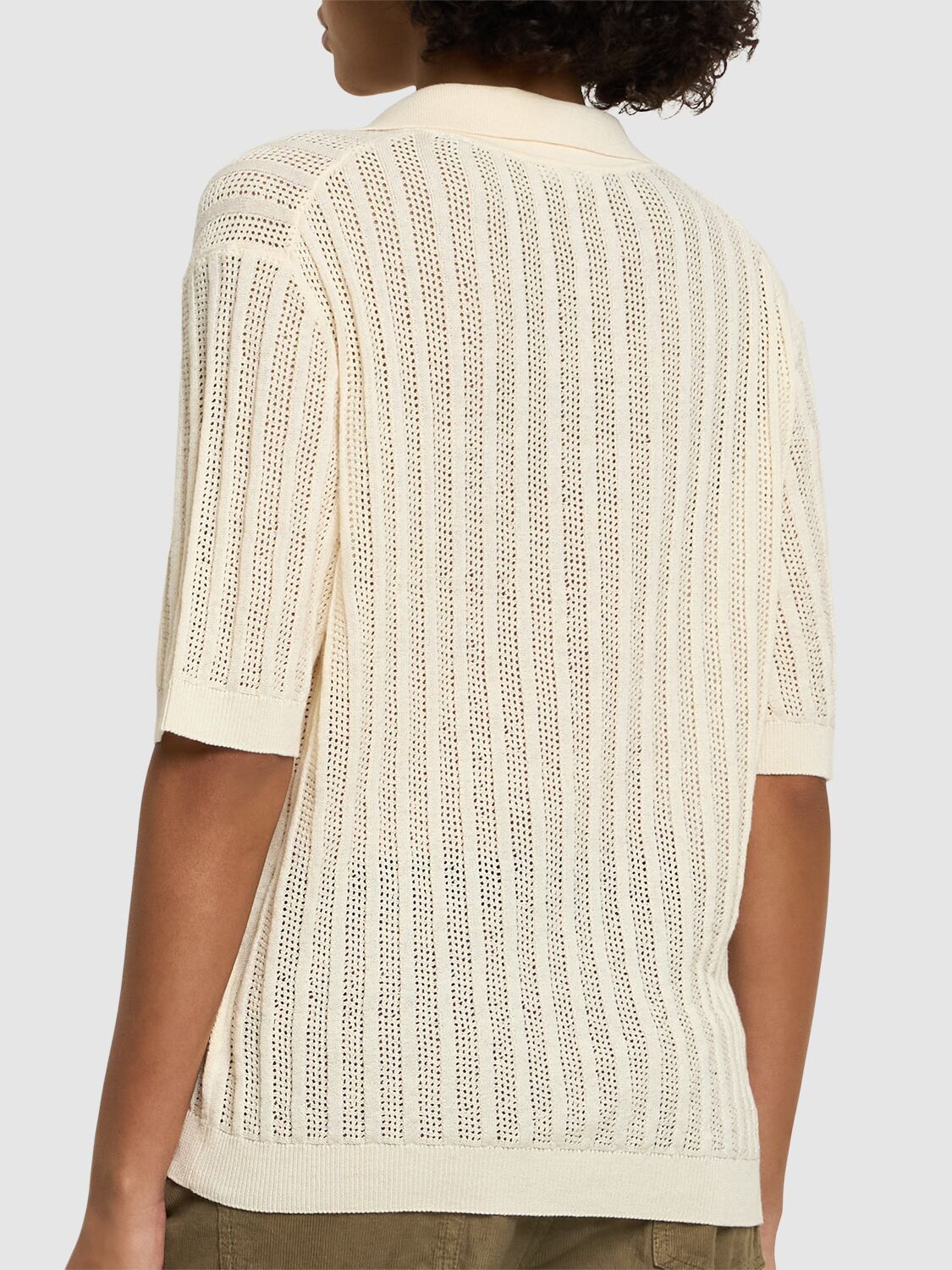 Aspesi Cotton & Linen Blend Polo Top In Ivory