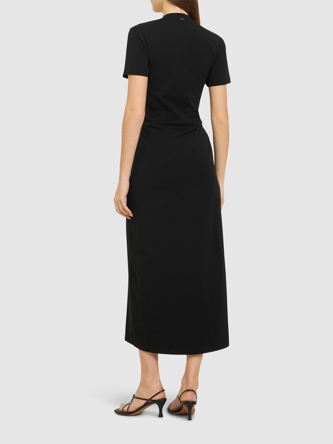 Rabanne Jersey Long Piercing Dress In Black