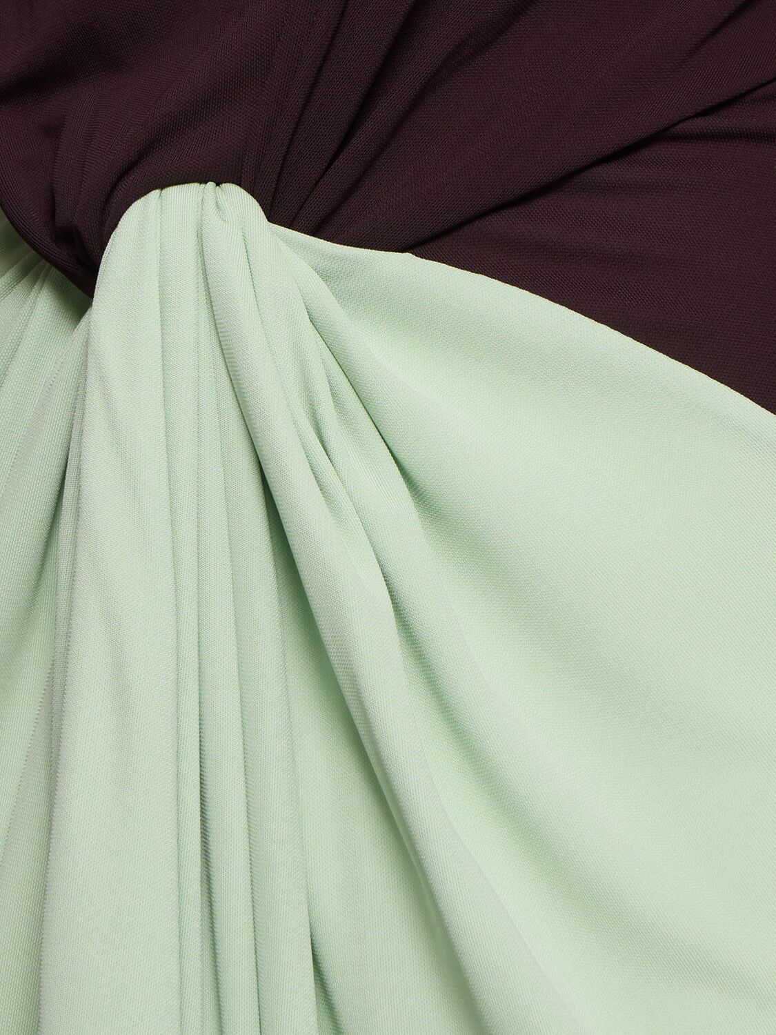 Victoria Beckham Knotted Jersey Gown In Bordeaux/green