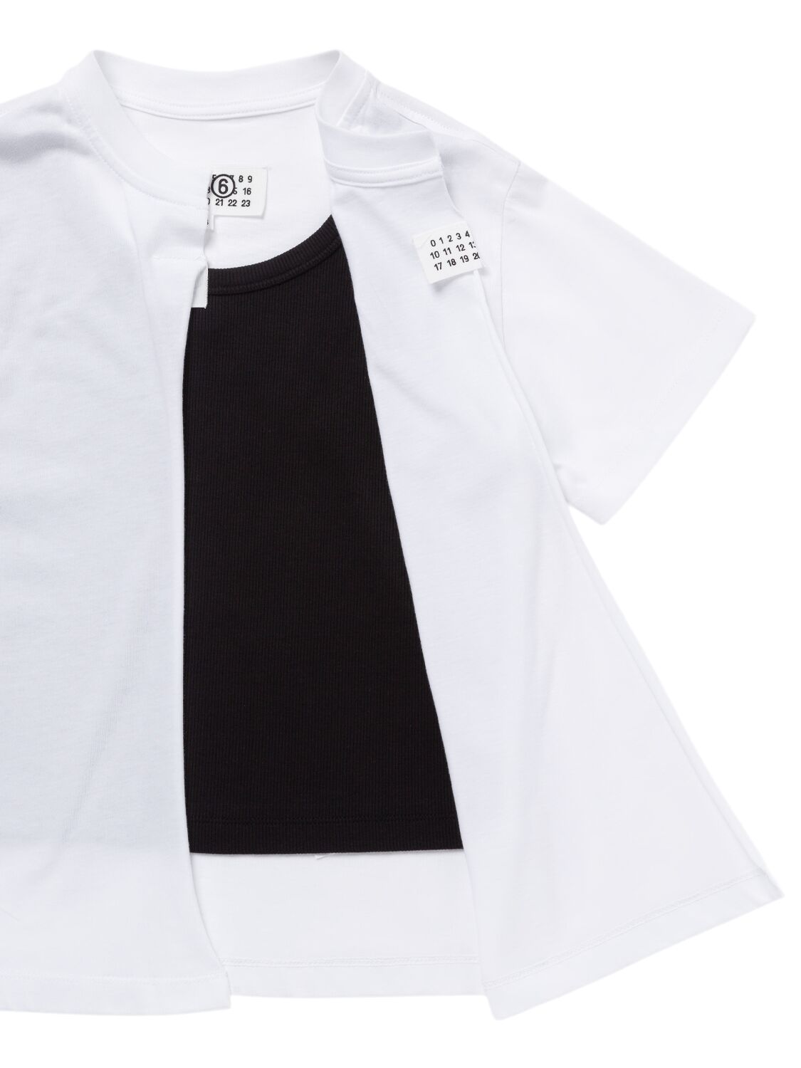 Shop Mm6 Maison Margiela Cotton Jersey Top W/ Cardigan T-shirt In Black/white