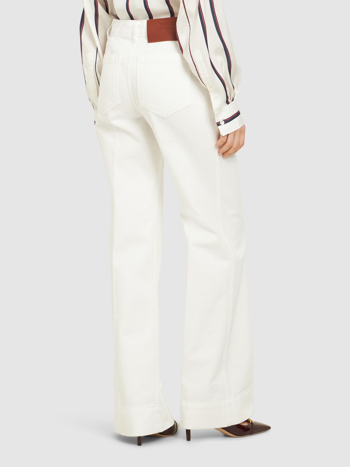 Shop Victoria Beckham Alina High Rise Wide Jeans In White
