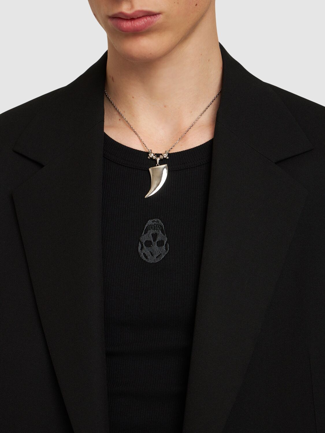 Alexander Mcqueen Tiger Claw Brass Necklace In Silver