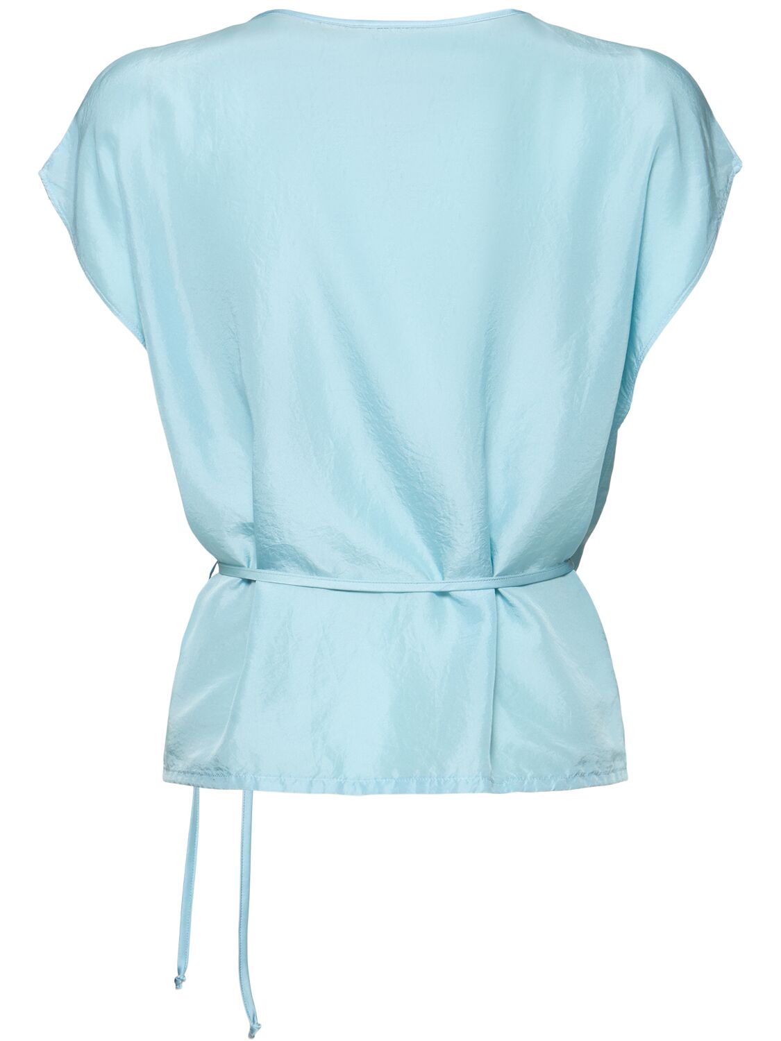 Shop Forte Forte Habotai Silk Crossed Top In Light Blue