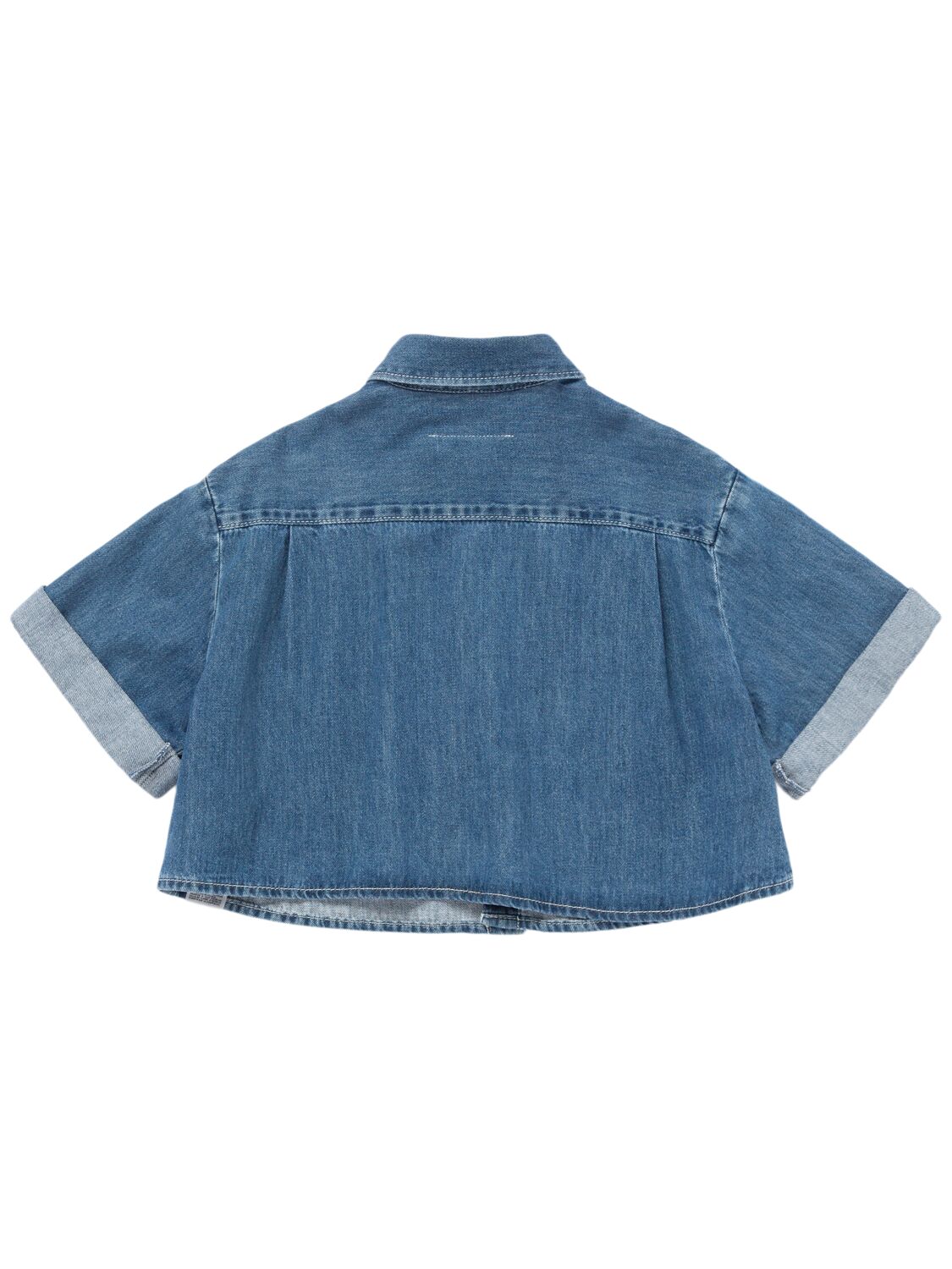 Mm6 Maison Margiela Cotton Denim Cropped Shirt In Blue