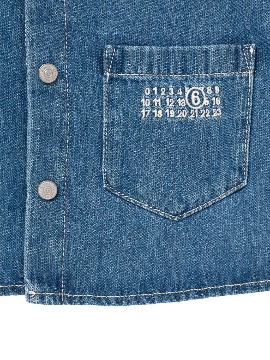 Mm6 Maison Margiela Cotton Denim Cropped Shirt In Blue