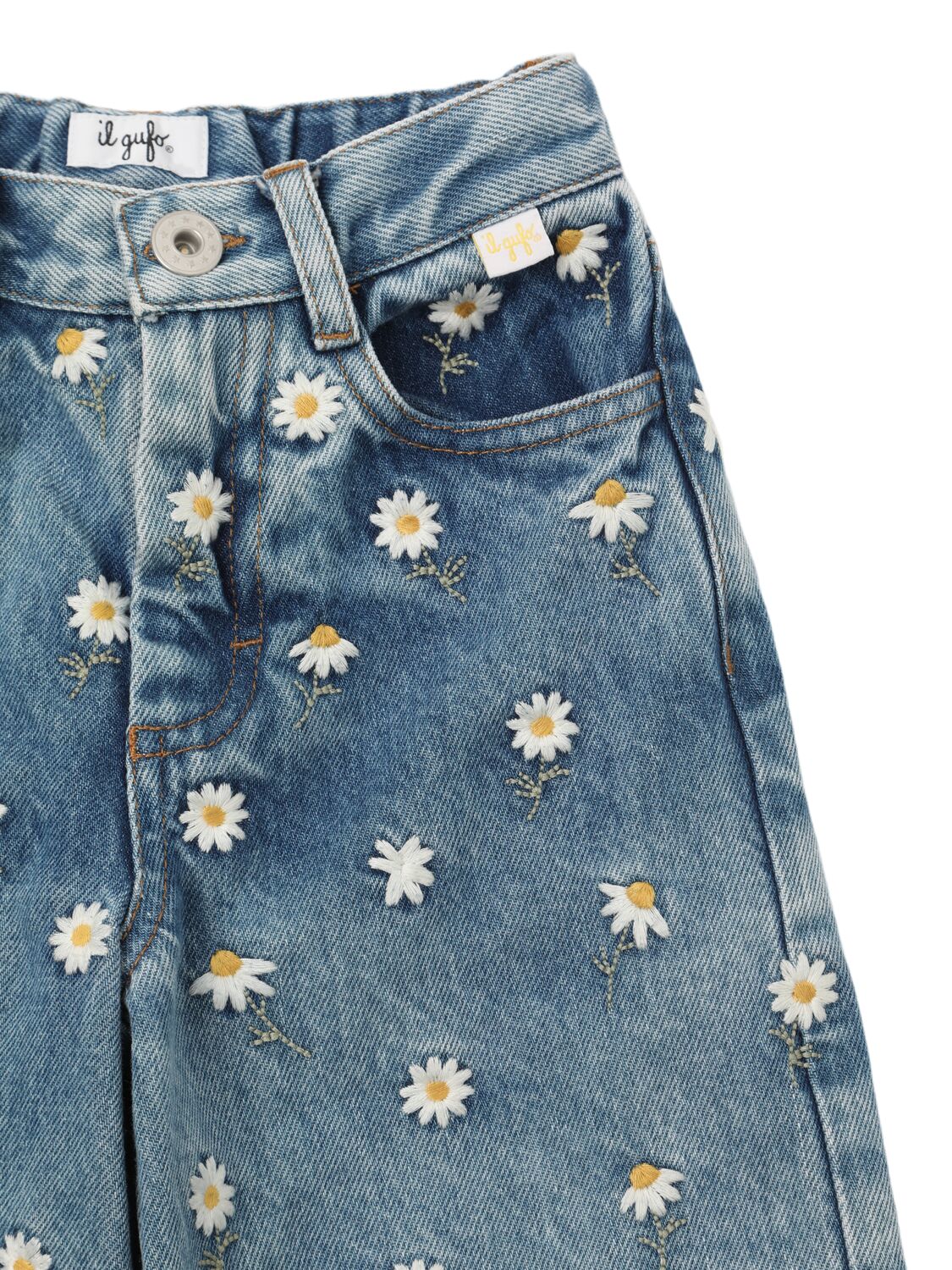 キッズ用ボトムス Il Gufo Blue Jeans With Daisy Embroidery Floral embroidered jeans in blue - Il Gufo | Mytheresa