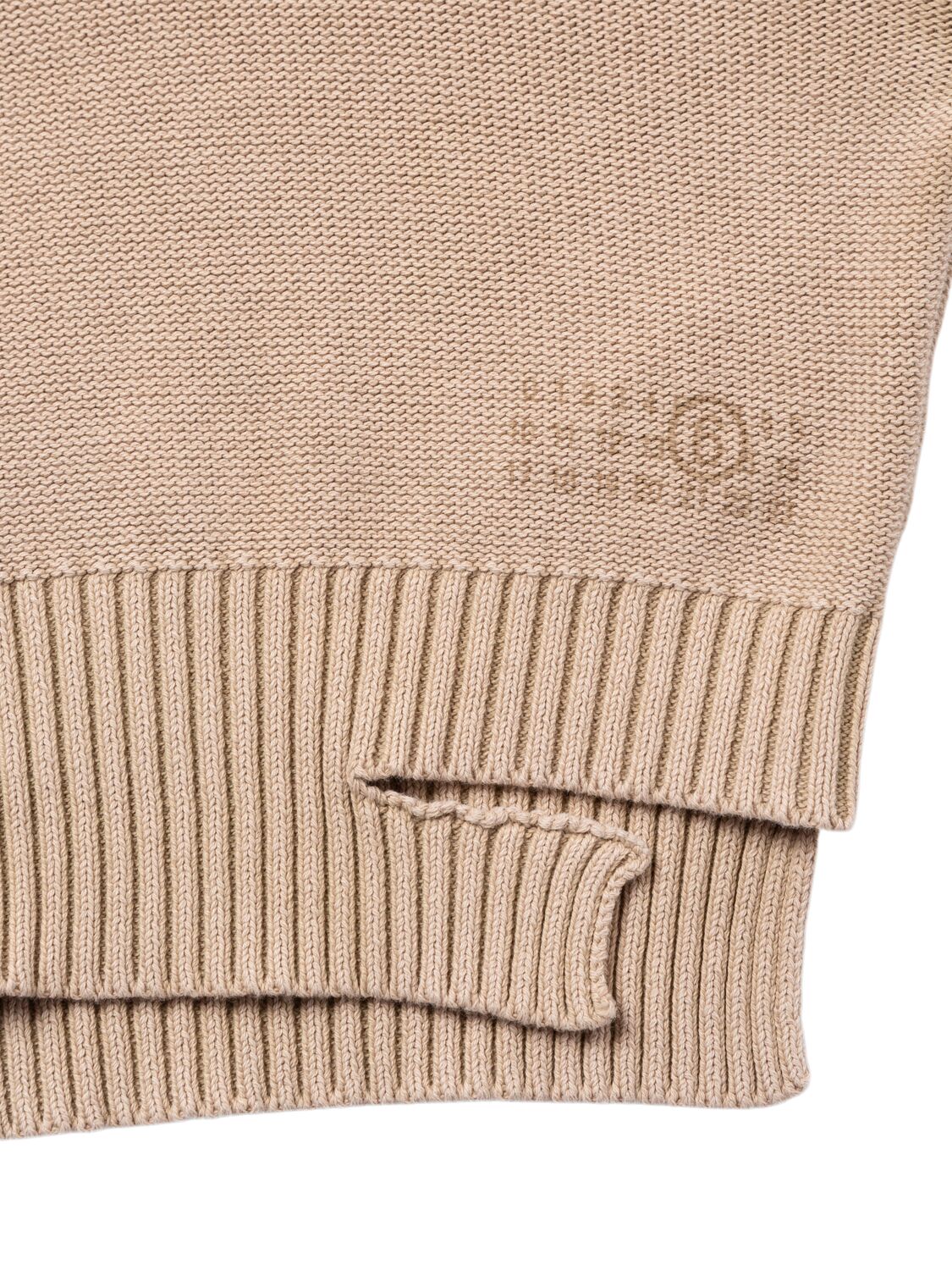 Shop Mm6 Maison Margiela Cotton Knit Sweater In Beige
