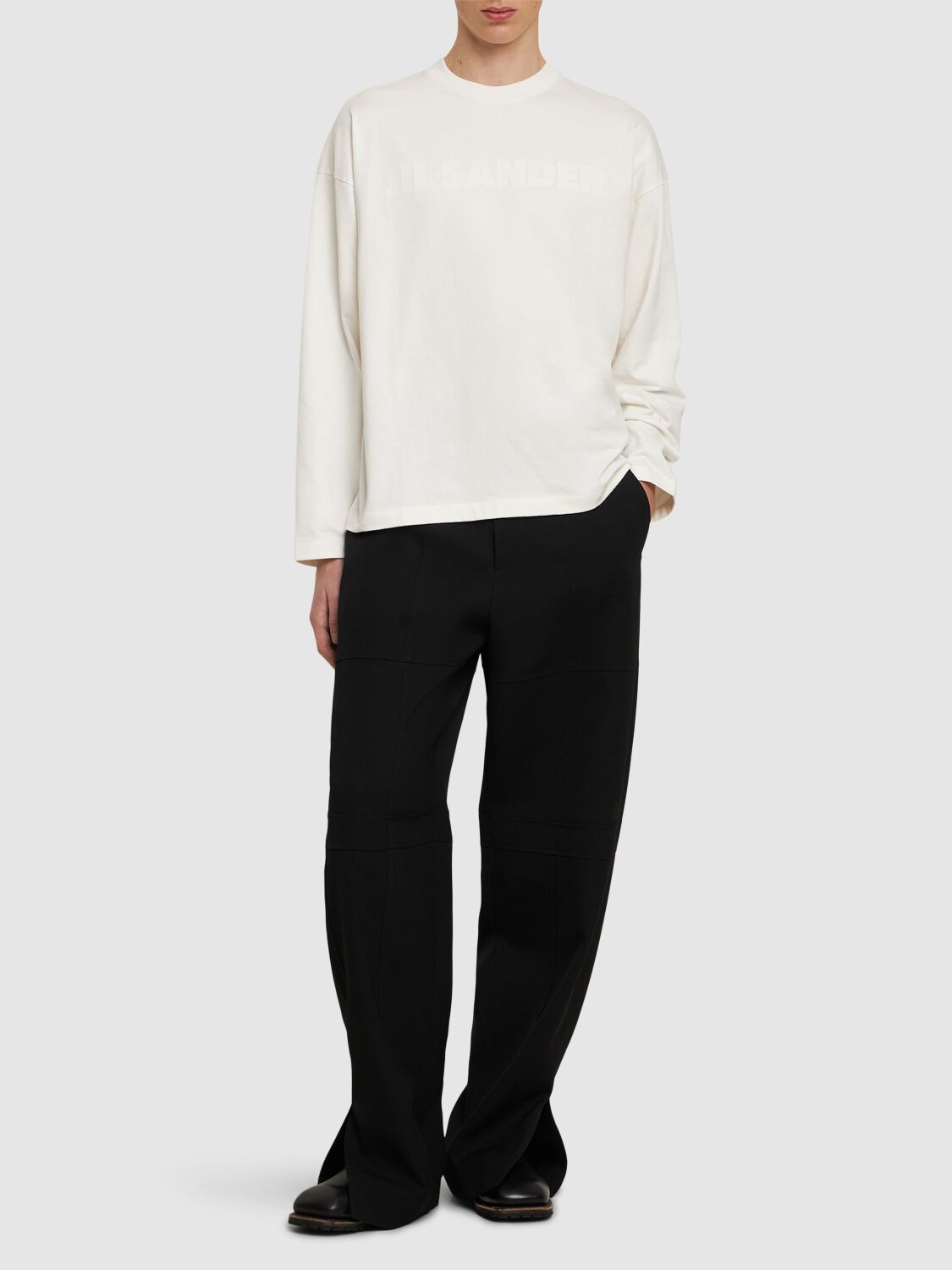 Tシャツ・カットソー Jil Sander Black T-Shirt With Ribbed Neckline JIL SANDER Ribbed T-shirt | Men's Clothing | Vitkac