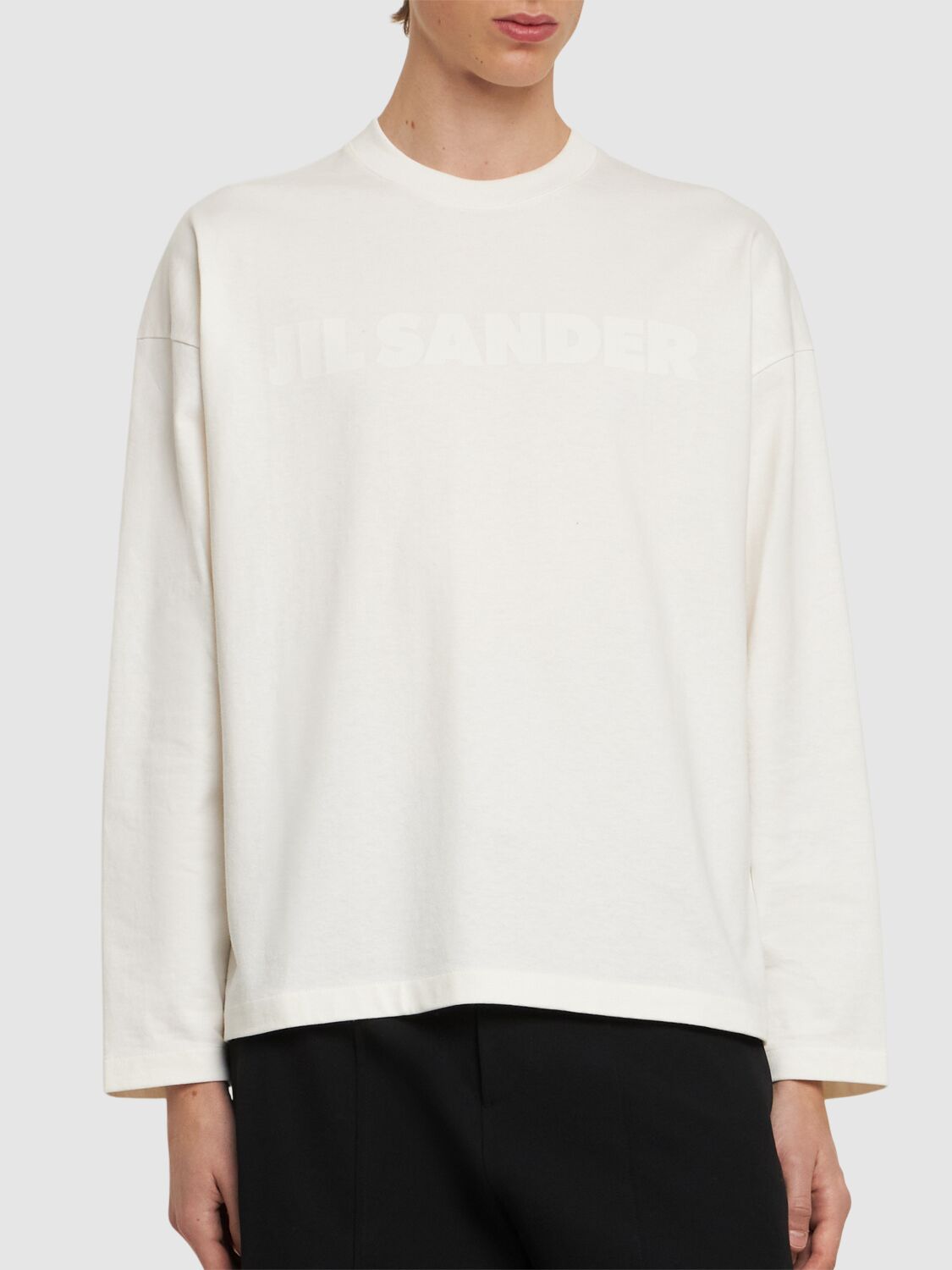 Jil Sander Black Ribbed Neckline Cotton T-shirt For Men In