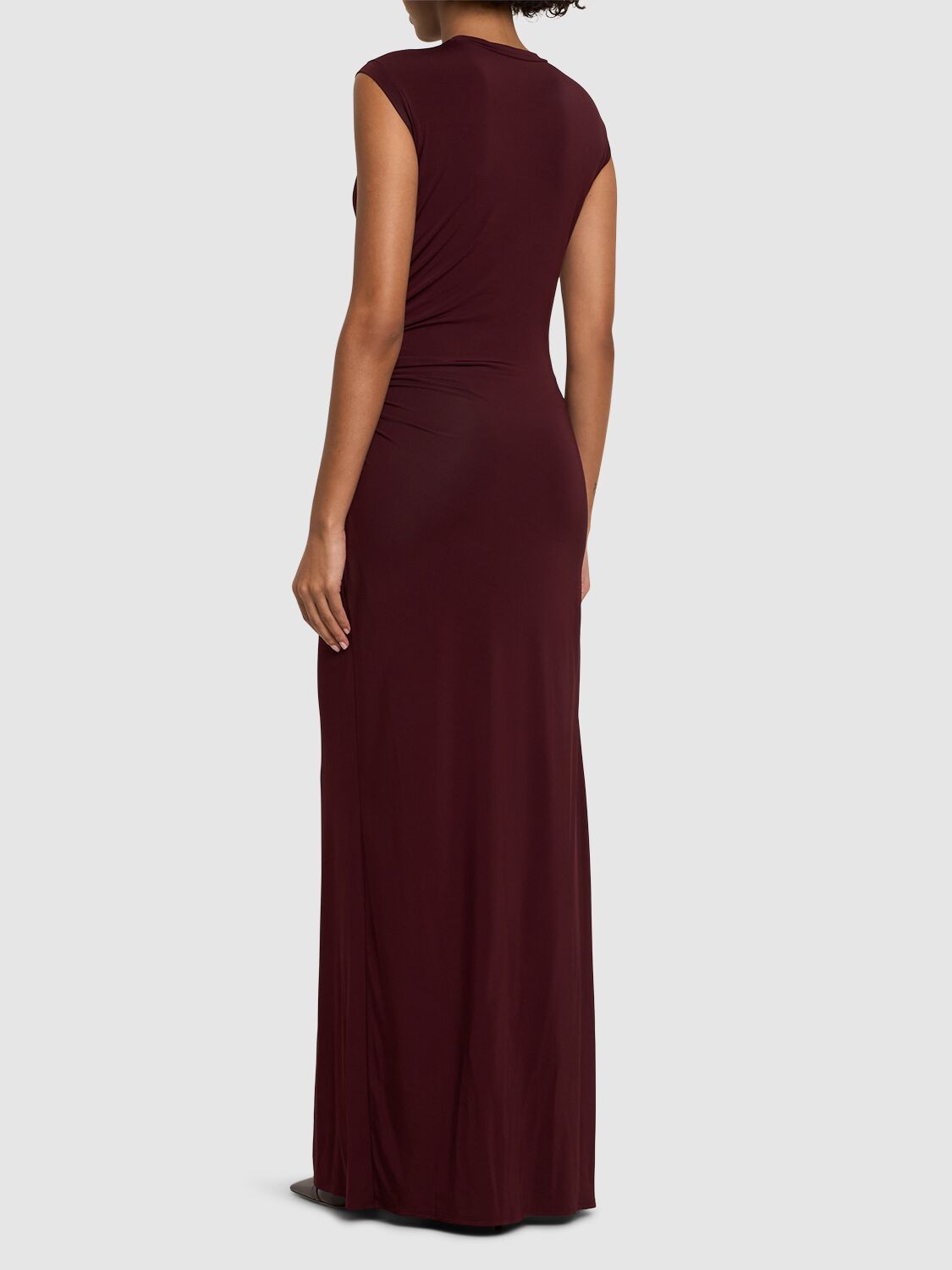 Shop Stella Mccartney Fluid Jersey Long Dress In Bordeaux