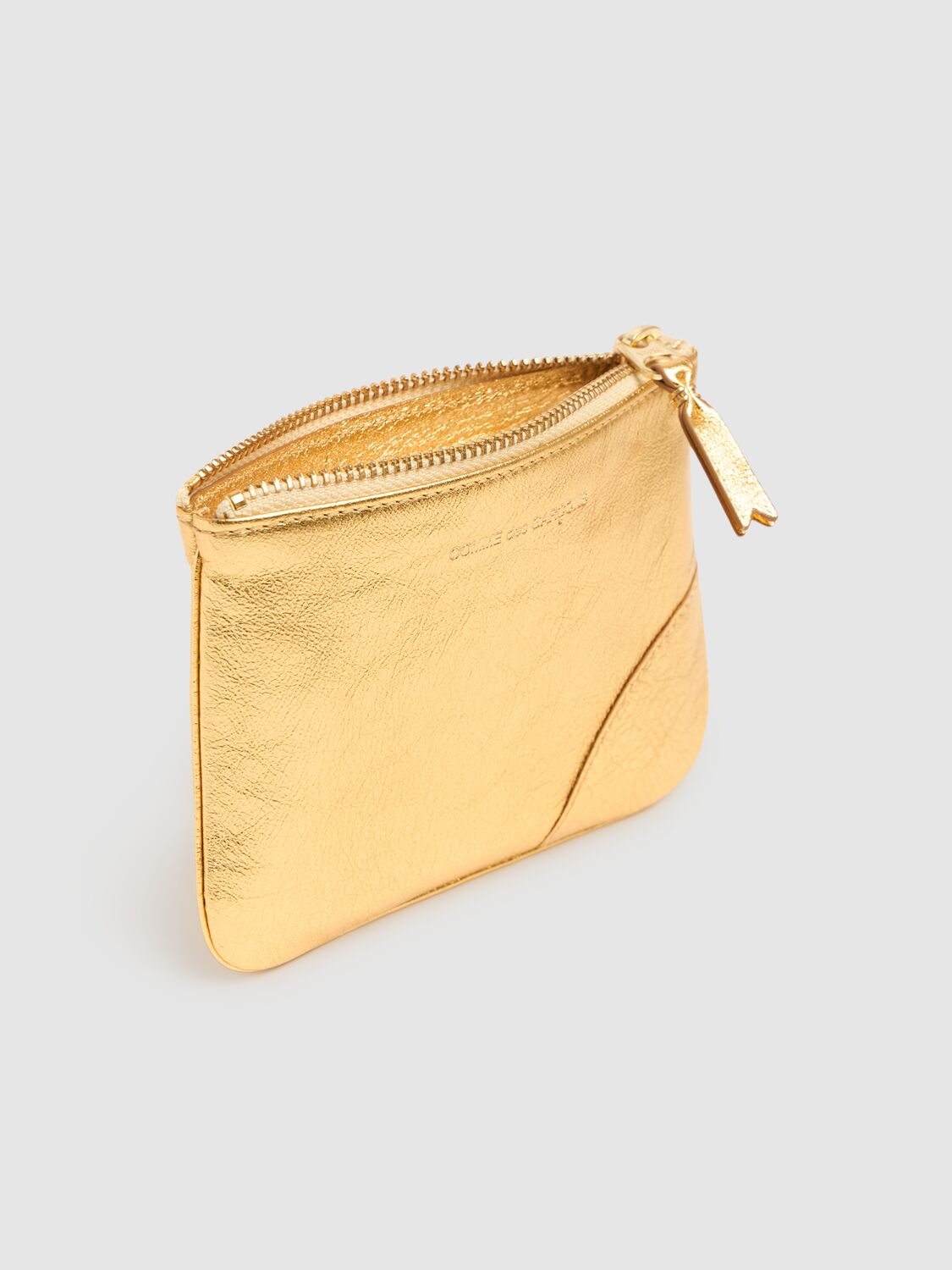 Shop Comme Des Garçons Leather Zip Wallet In Gold