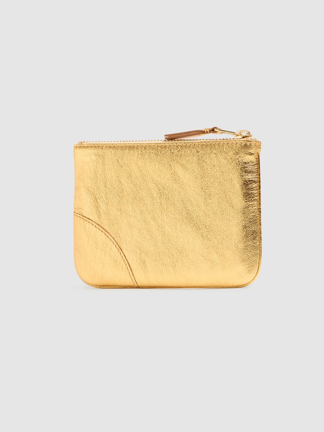 Shop Comme Des Garçons Leather Zip Wallet In Gold