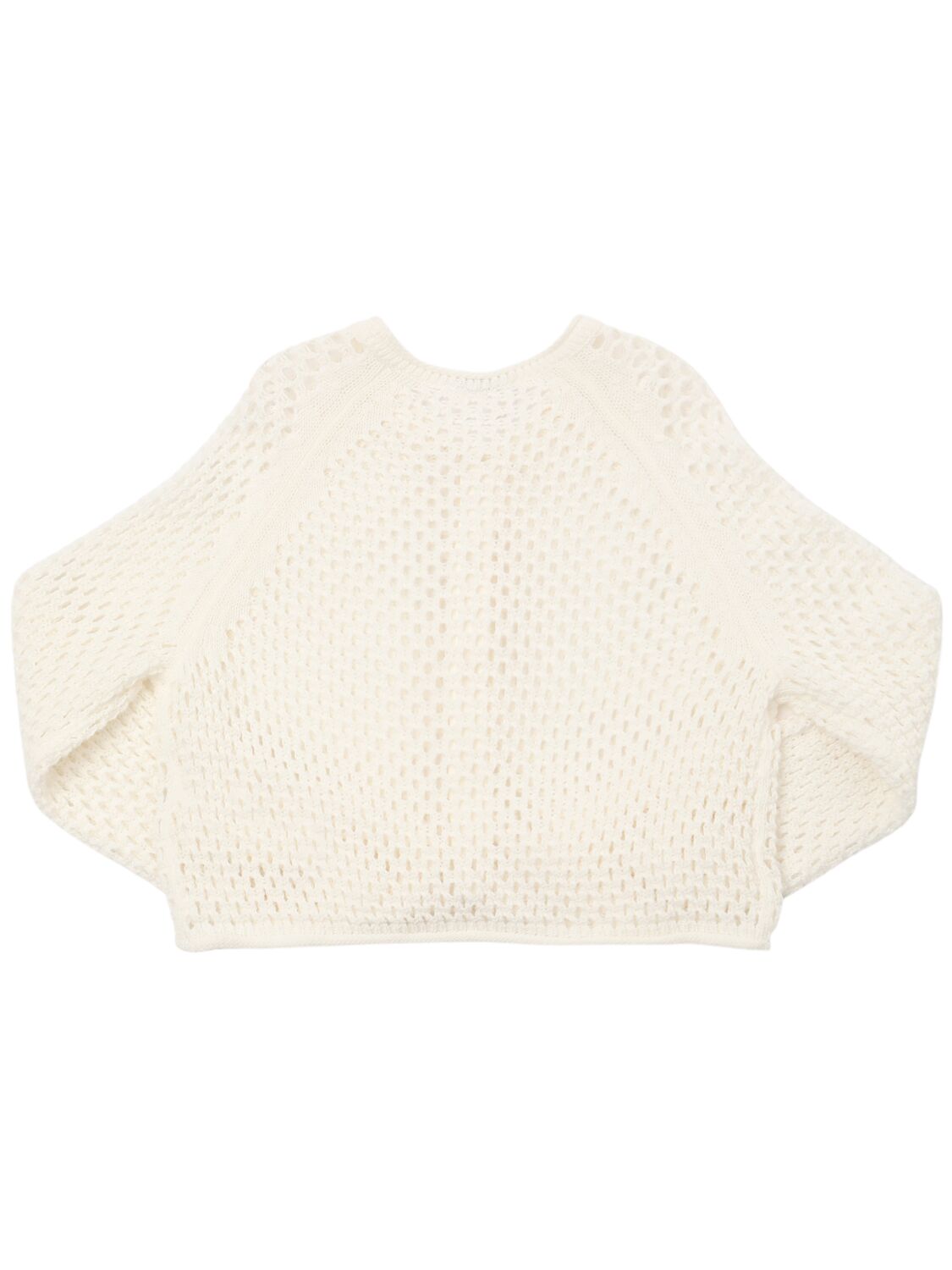 Il Gufo Open Knit Cotton Cardigan In White