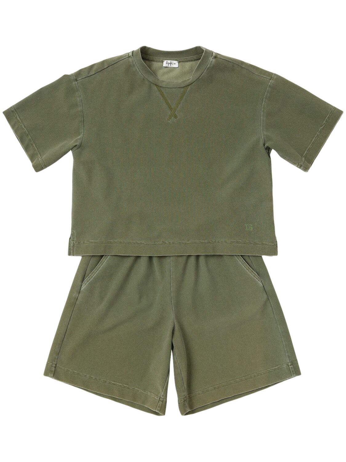 Il Gufo Cotton Piquè T-shirt & Shorts In Military Green