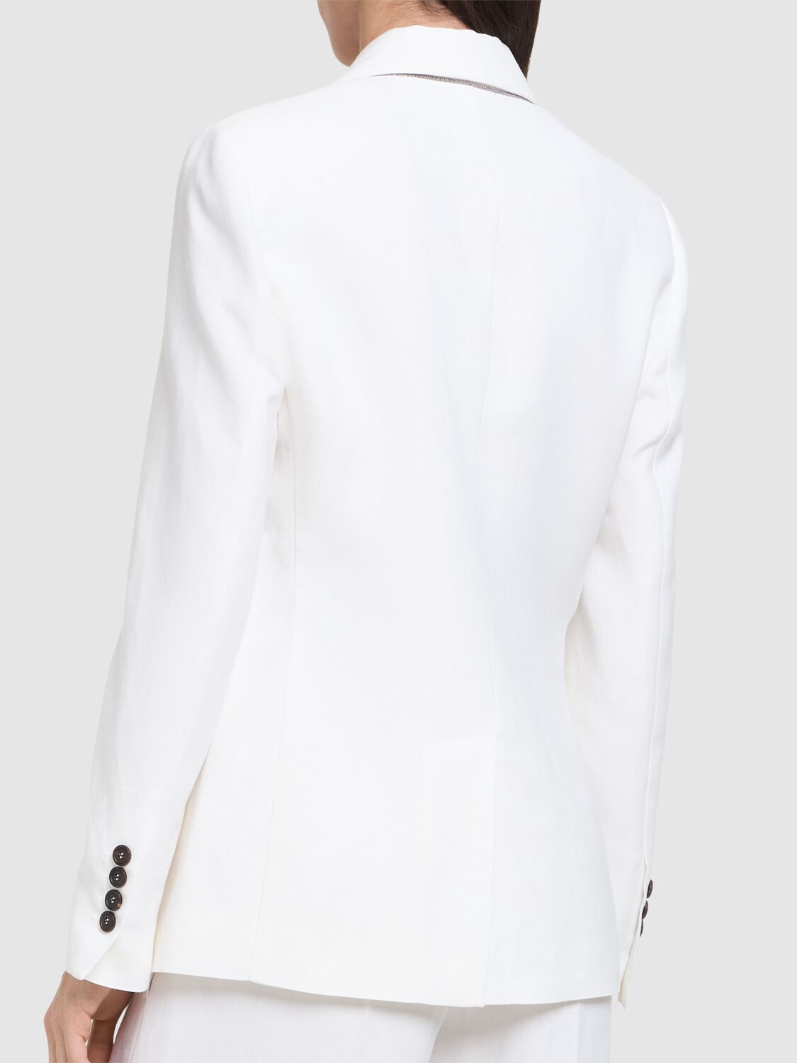 Brunello Cucinelli Viscose And Linen Blazer With Silk Blend Lining In White