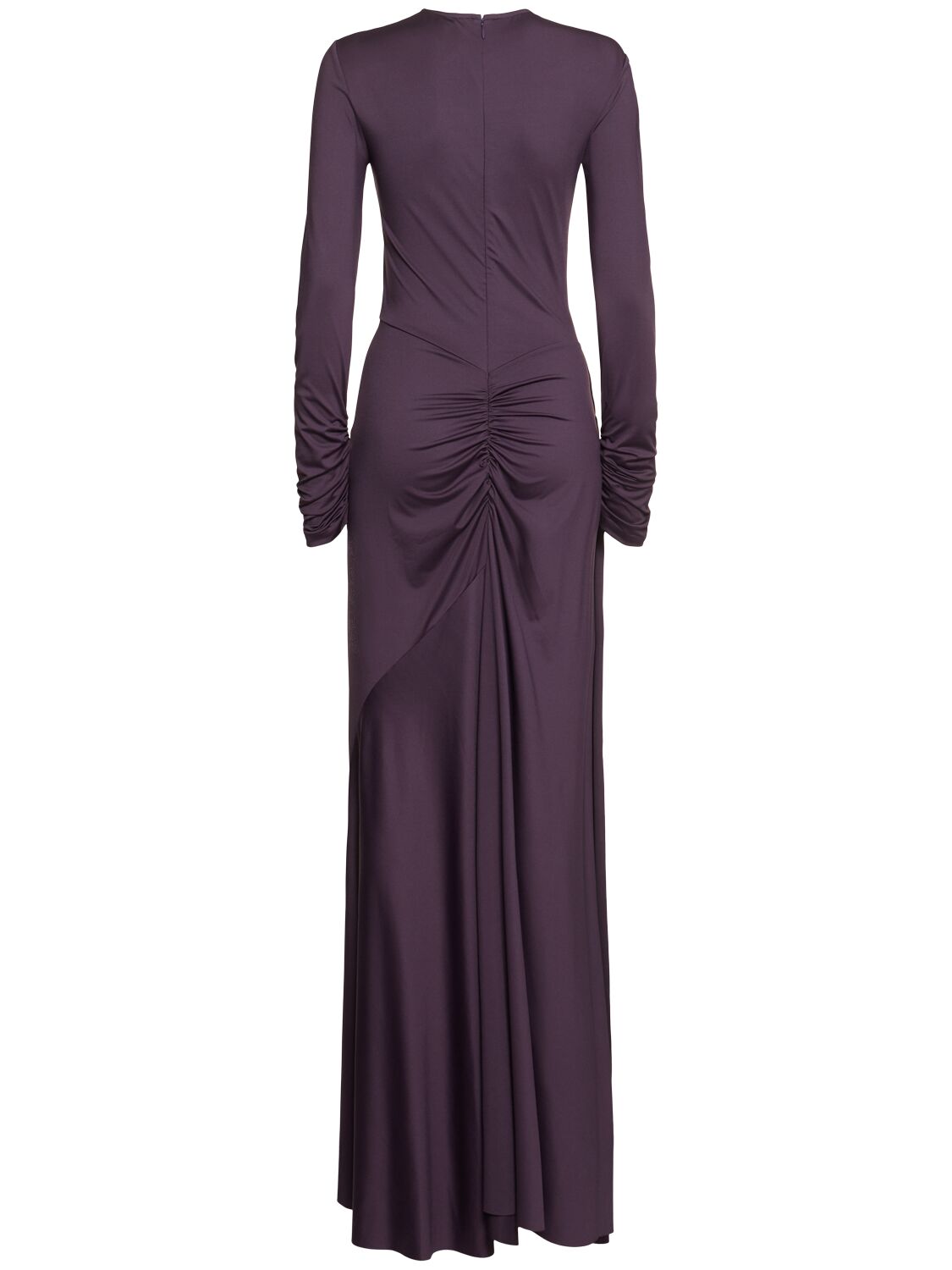 Victoria Beckham Tie-front Cut-out Gown In Burgundy
