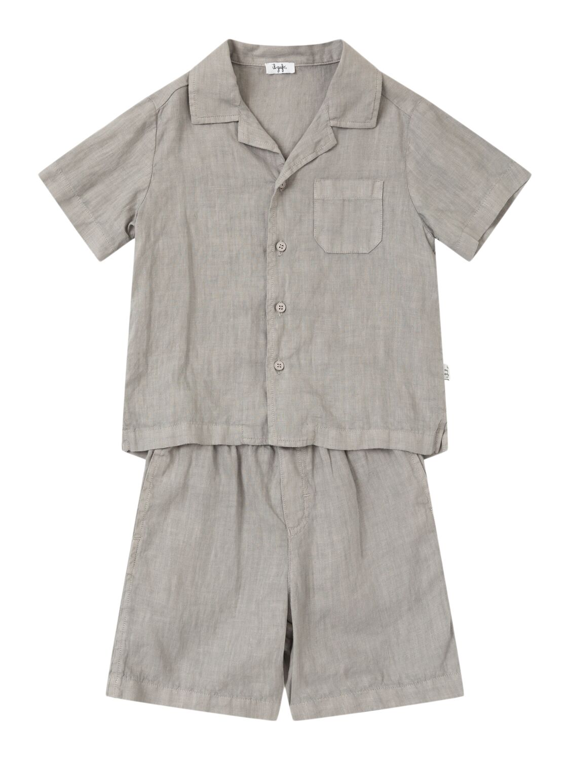 Il Gufo Linen Shirt&shorts In Grey