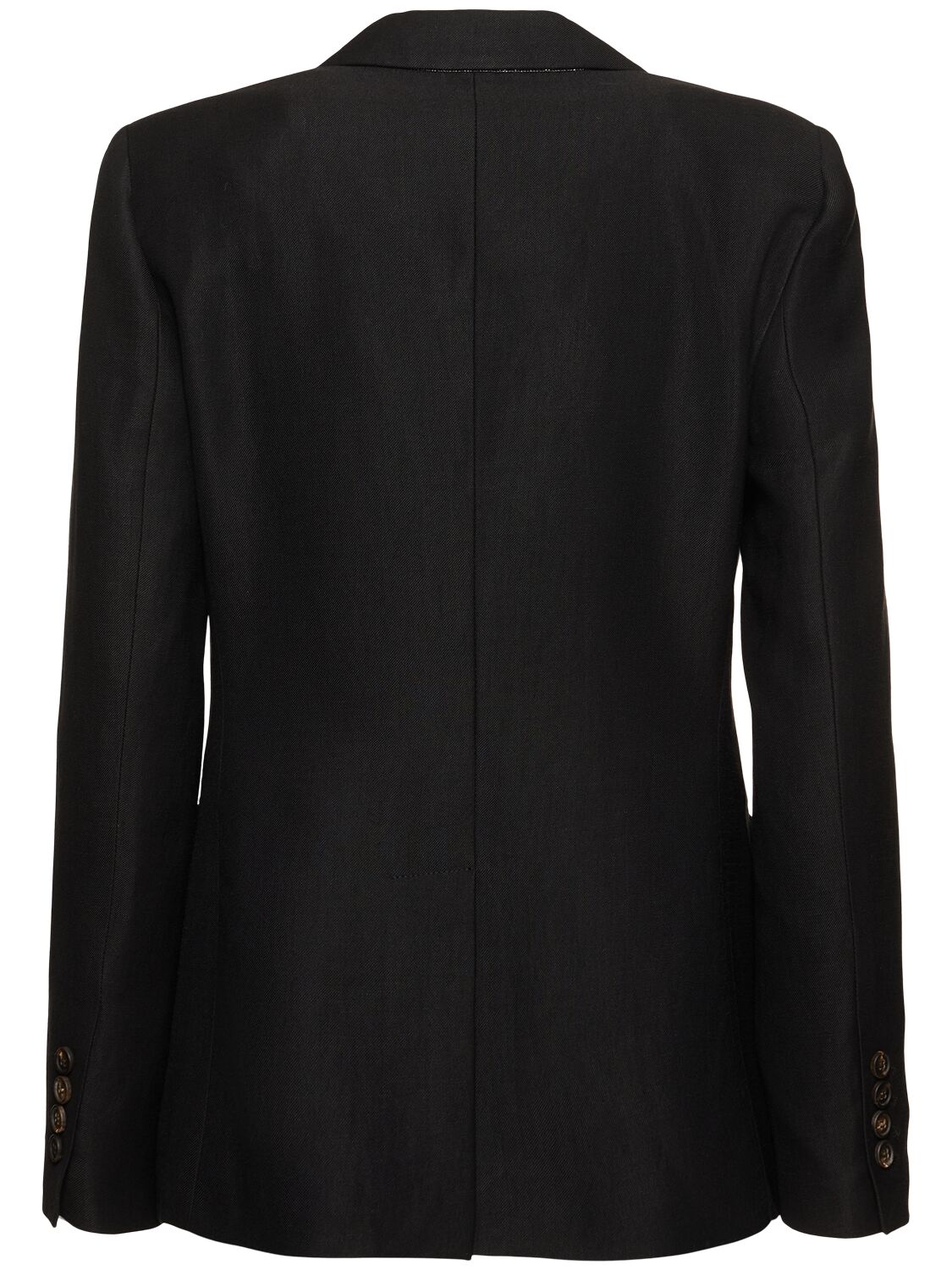 Brunello Cucinelli Fluid Linen Blend Twill Blazer In Black