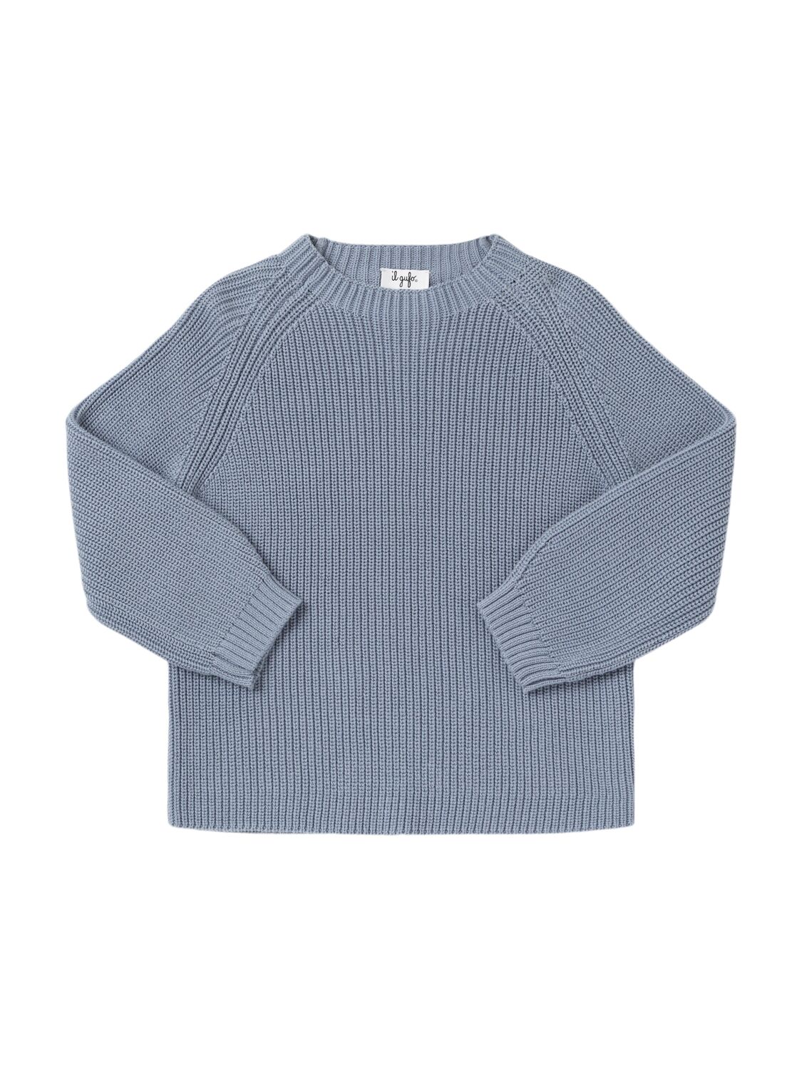 Il Gufo Cotton Knit Sweater In Light Blue