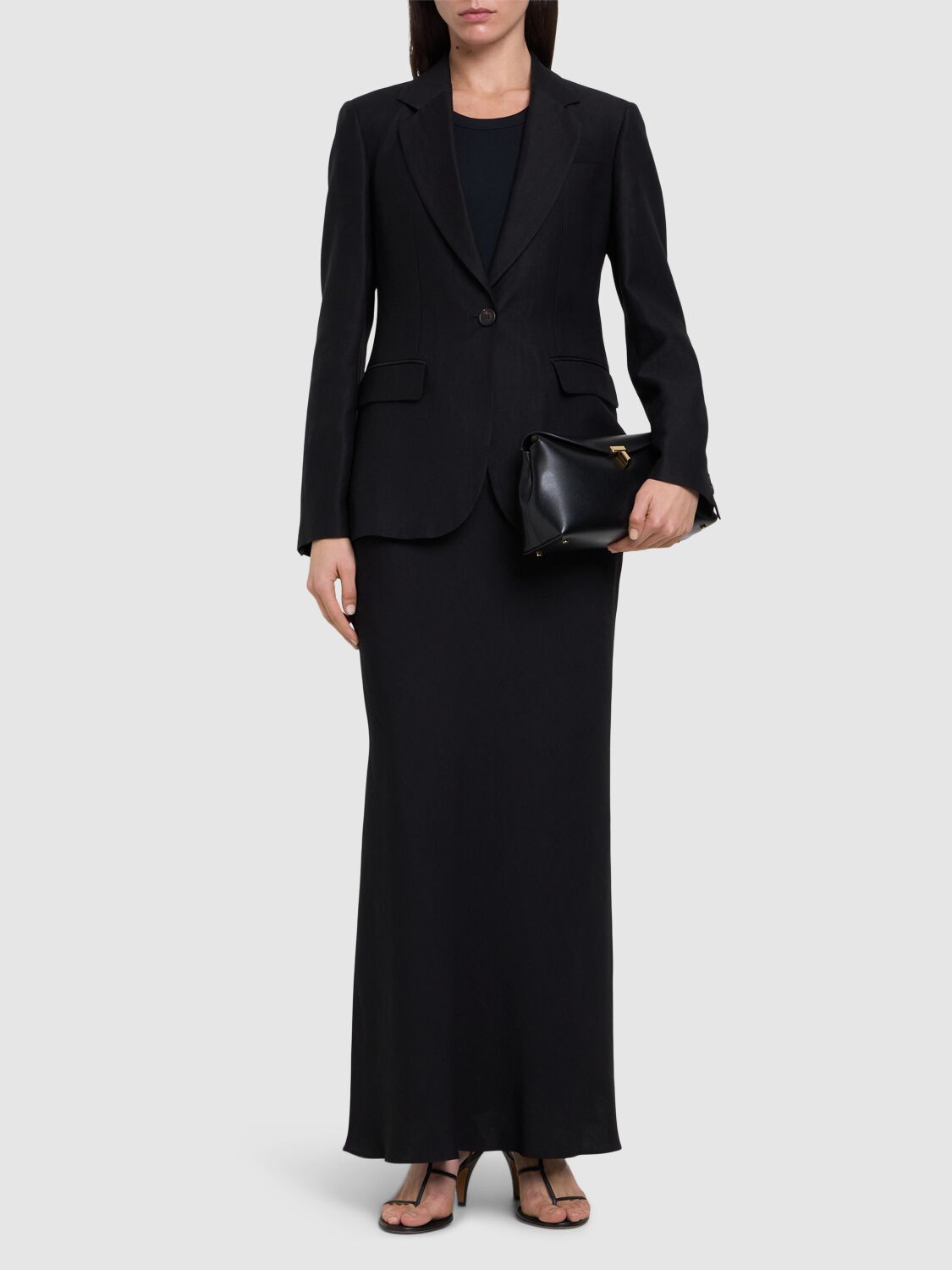Brunello Cucinelli Fluid Linen Blend Twill Blazer In Black