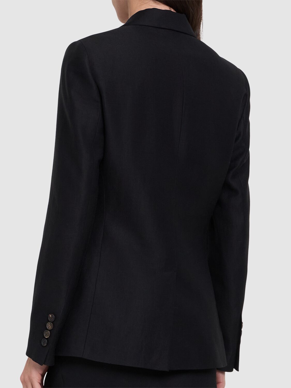 Brunello Cucinelli Fluid Linen Blend Twill Blazer In Black