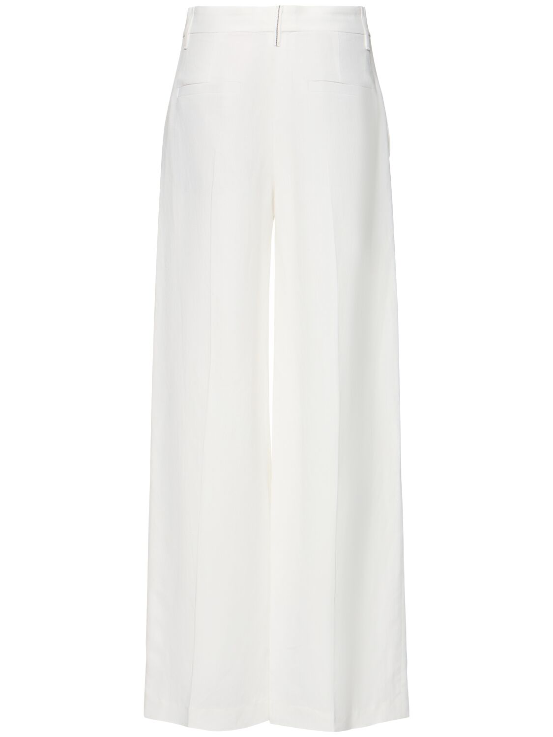Brunello Cucinelli Fluid Linen Blend Twill Wide Pants In White