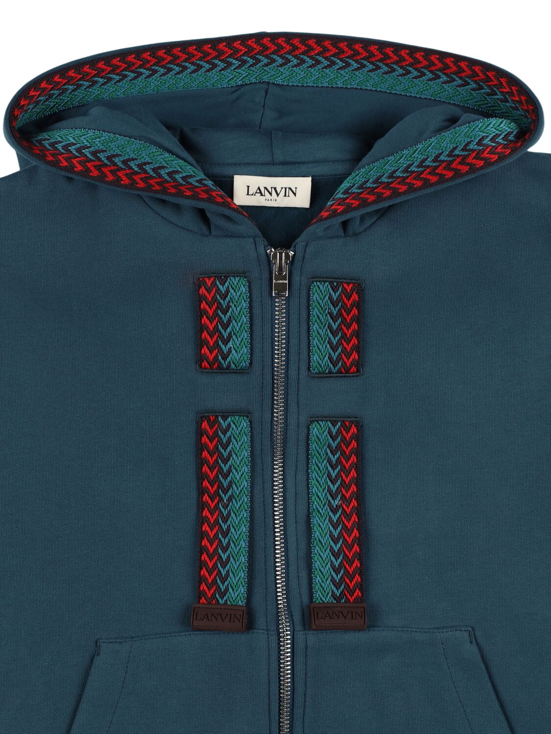 Lanvin Cotton Zip Hoodie In Blue