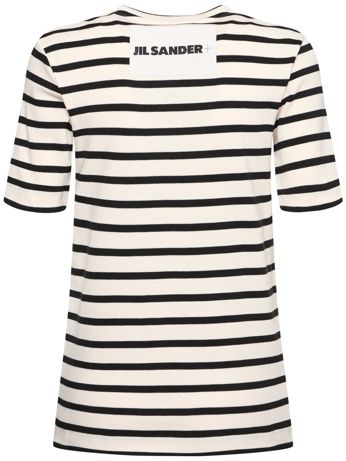 Jil Sander Black And White Knitted Striped T-shirt In Cotton Woman In Multicolor