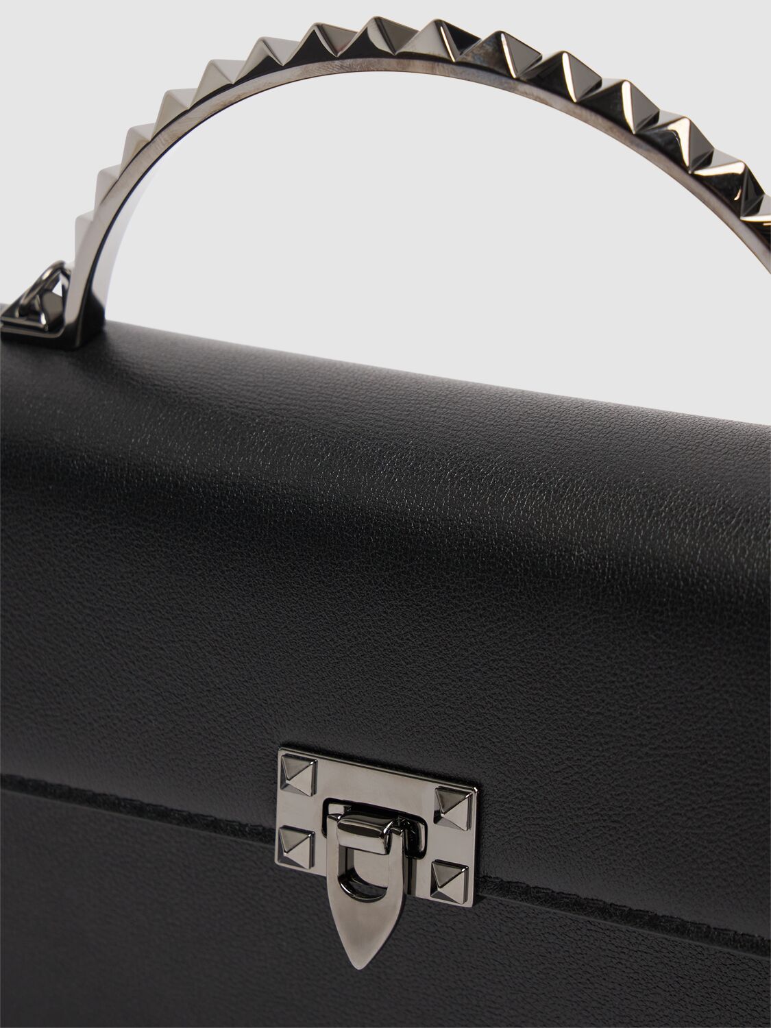 Valentino Mini Rockstud Leather Top Handle Bag In Black