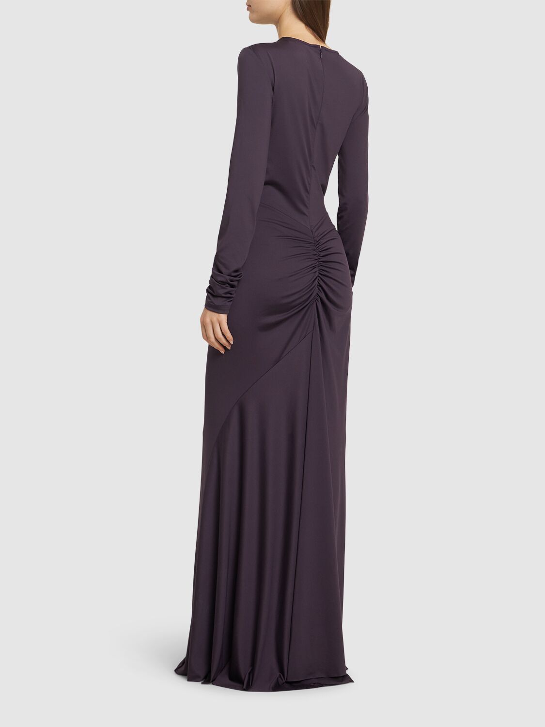 Victoria Beckham Tie-front Cut-out Gown In Burgundy