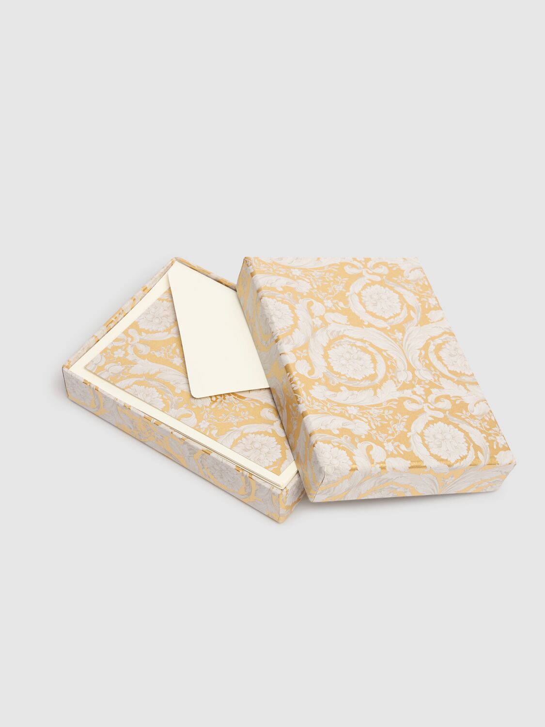 Versace Barocco Card & Envelope Set In White/gold