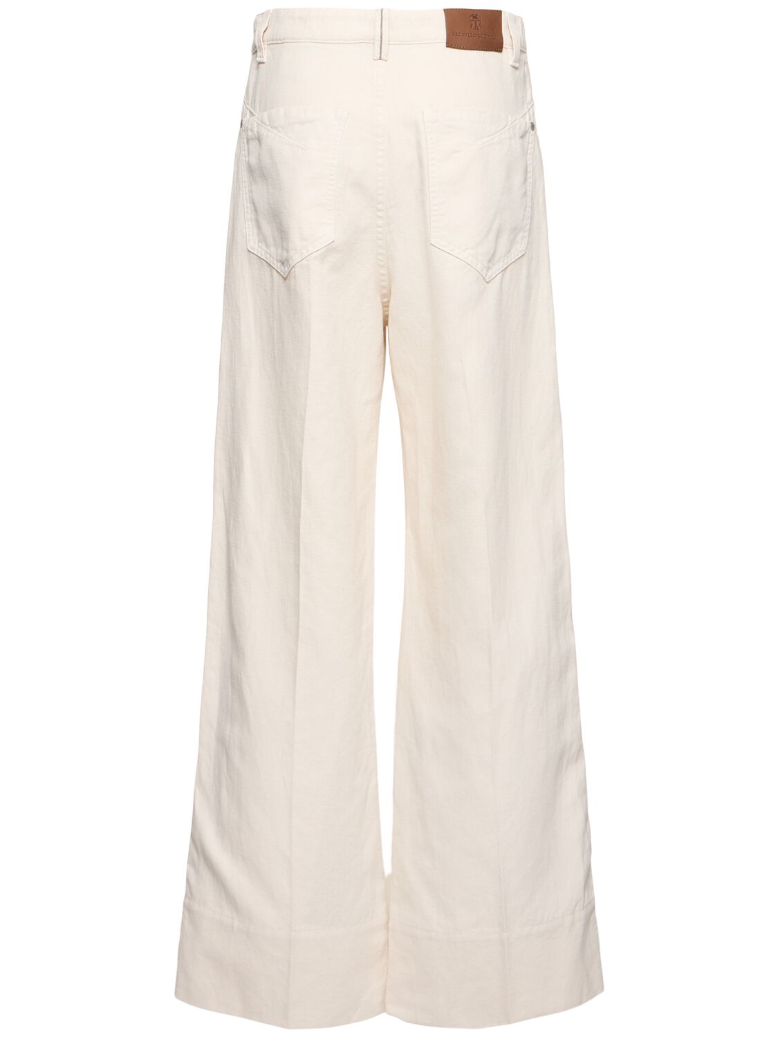 Brunello Cucinelli Dyed Cotton & Linen Midrise Flared Jeans In Ivory