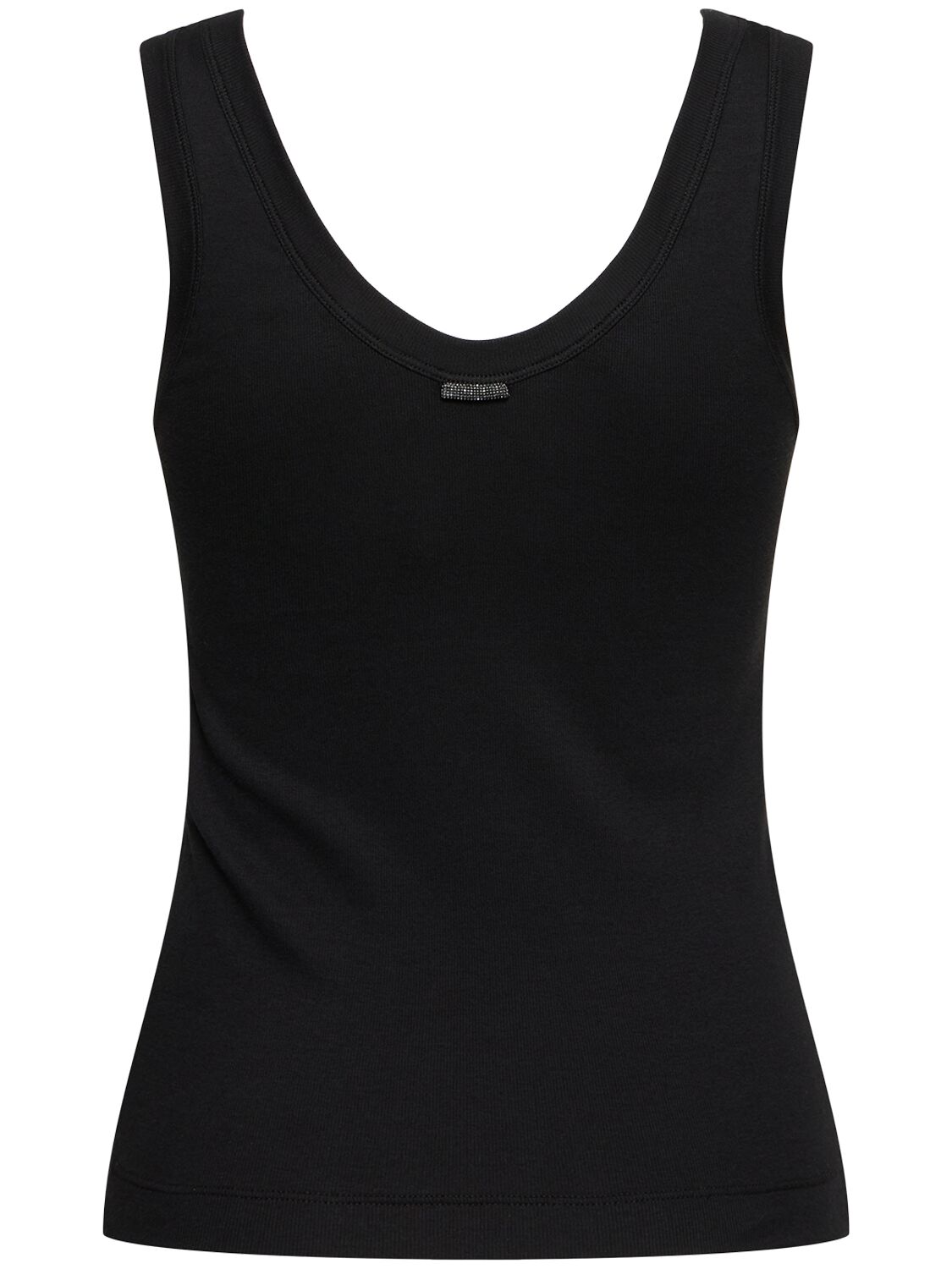Brunello Cucinelli Ribbed Jersey Tank Top In Black