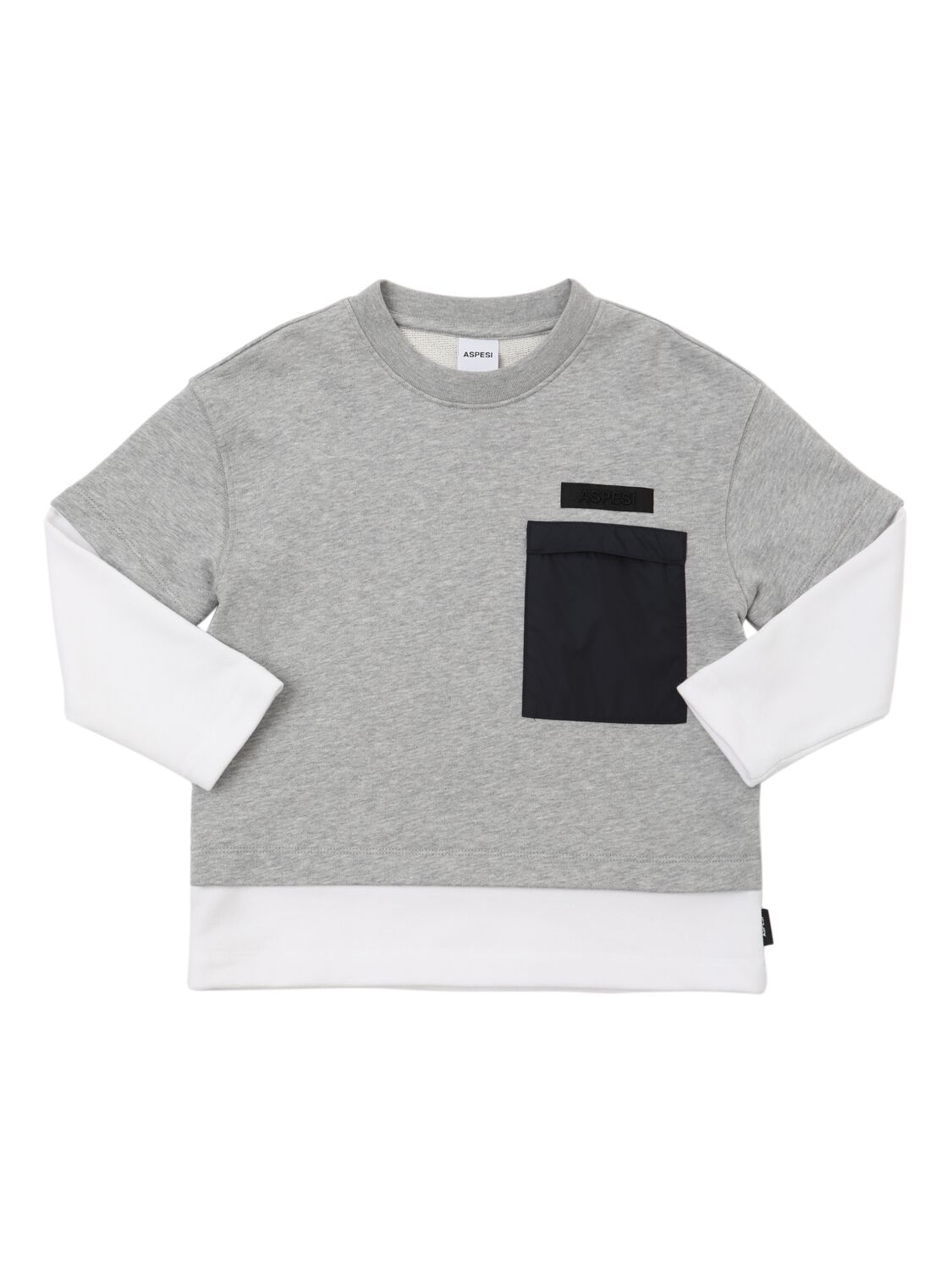 Aspesi Cotton Crewneck Sweatshirt In Grey/white