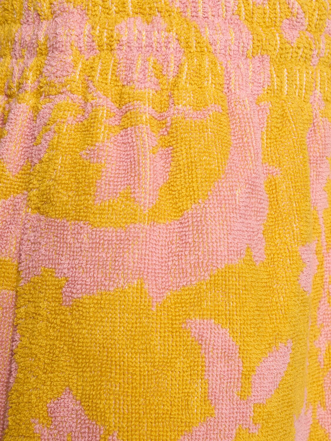 Zimmermann Wylie Frayed Cotton-terry Jacquard Shorts In Mustard/pink