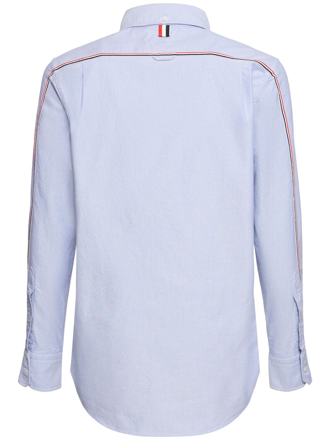 Thom Browne Light Blue Shirt With Button-down Collar And Striped Rwb Detail On The Rear In Cotton Ma In Light Blue