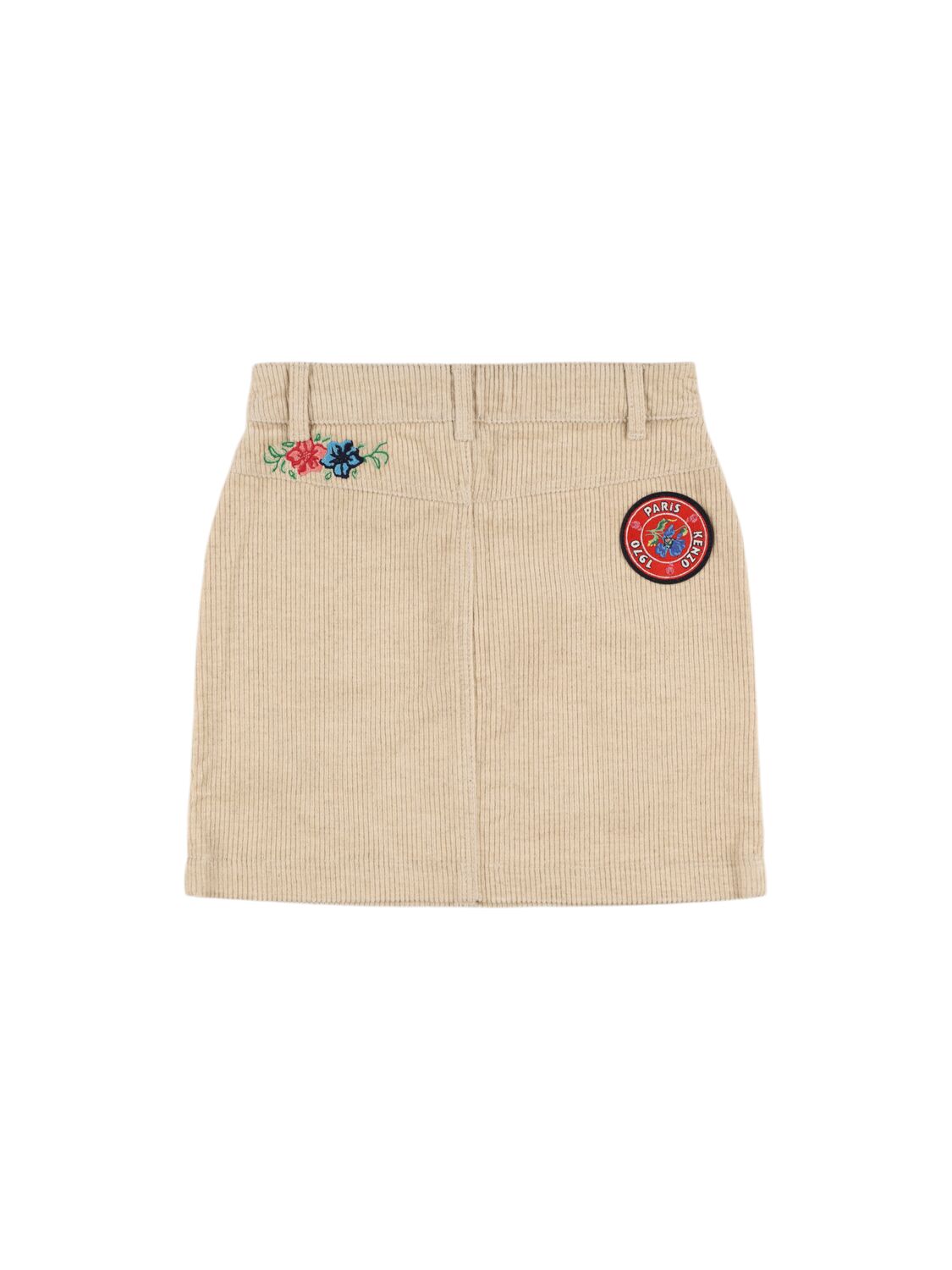 Kenzo Cotton Blend Corduroy Skirt In Beige