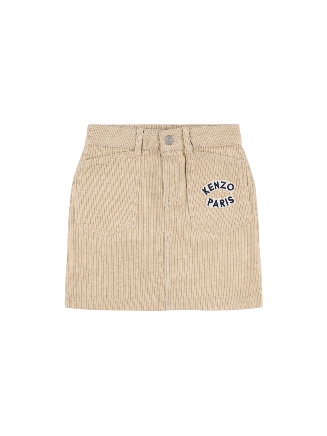 Kenzo Cotton Blend Corduroy Skirt In Beige